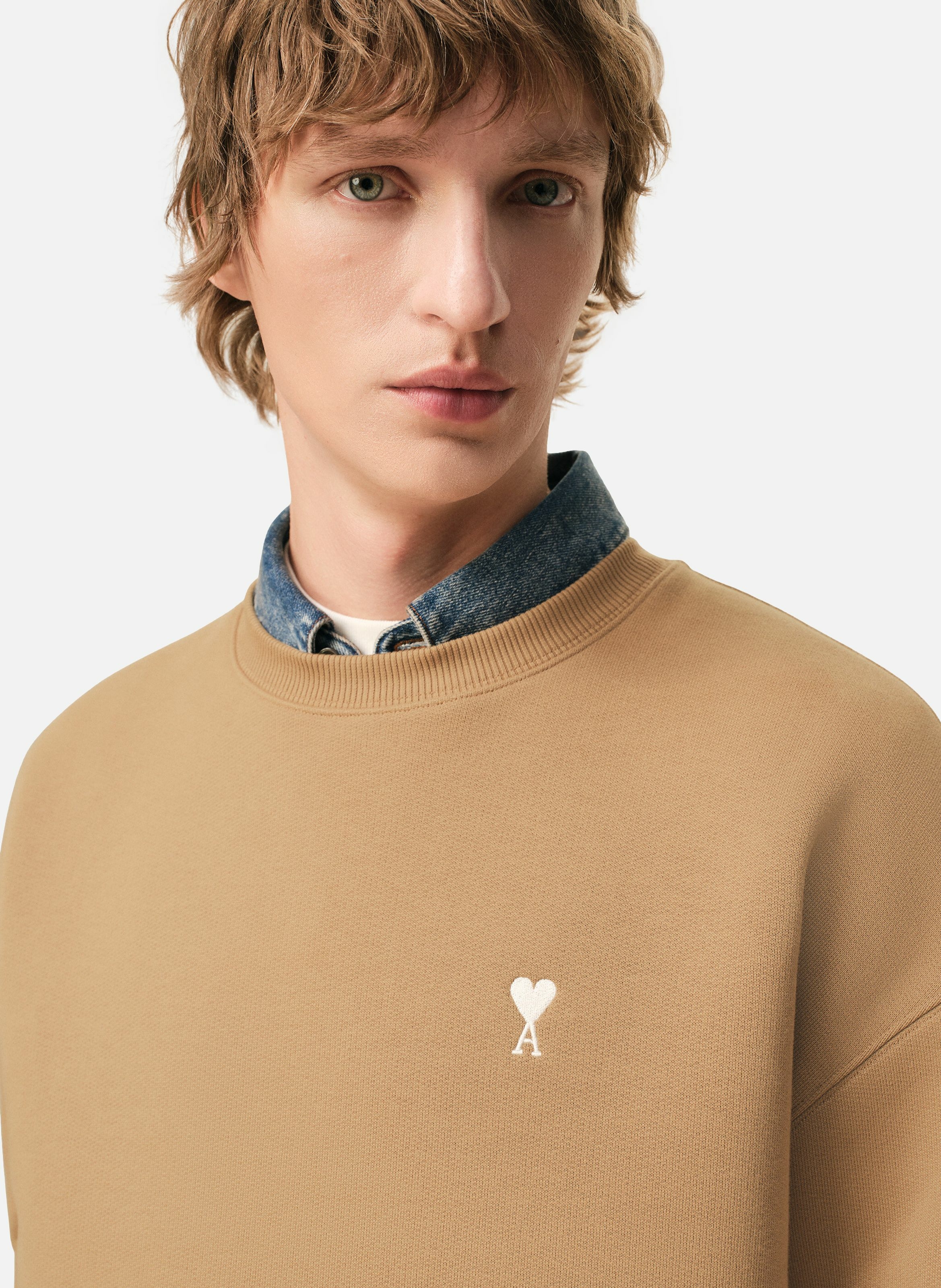 Sweatshirt ami de coeur en coton unisexe AMI PARIS Marron