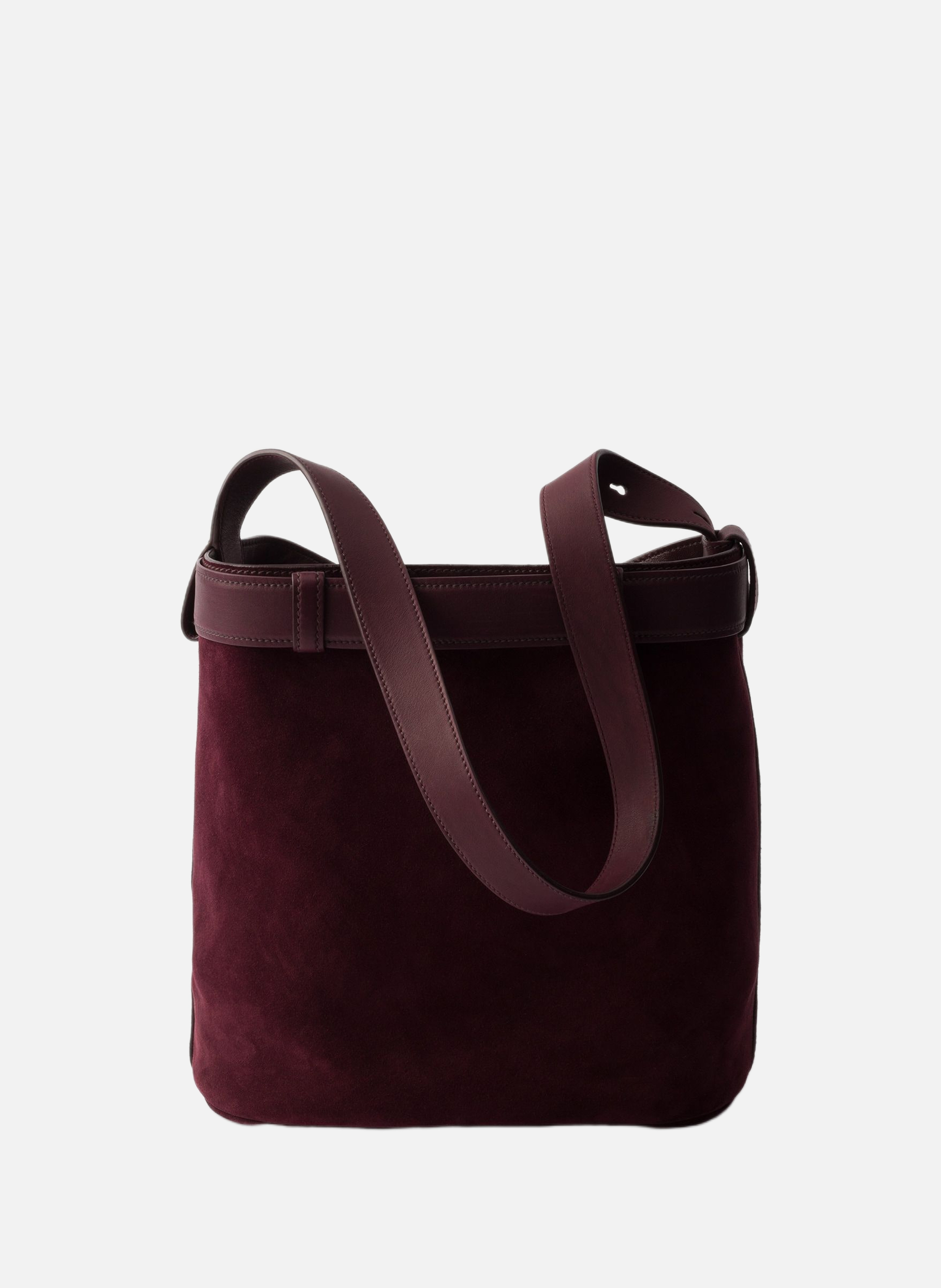 Sac seau prada buckle en daim avec ceinture PRADA Rouge