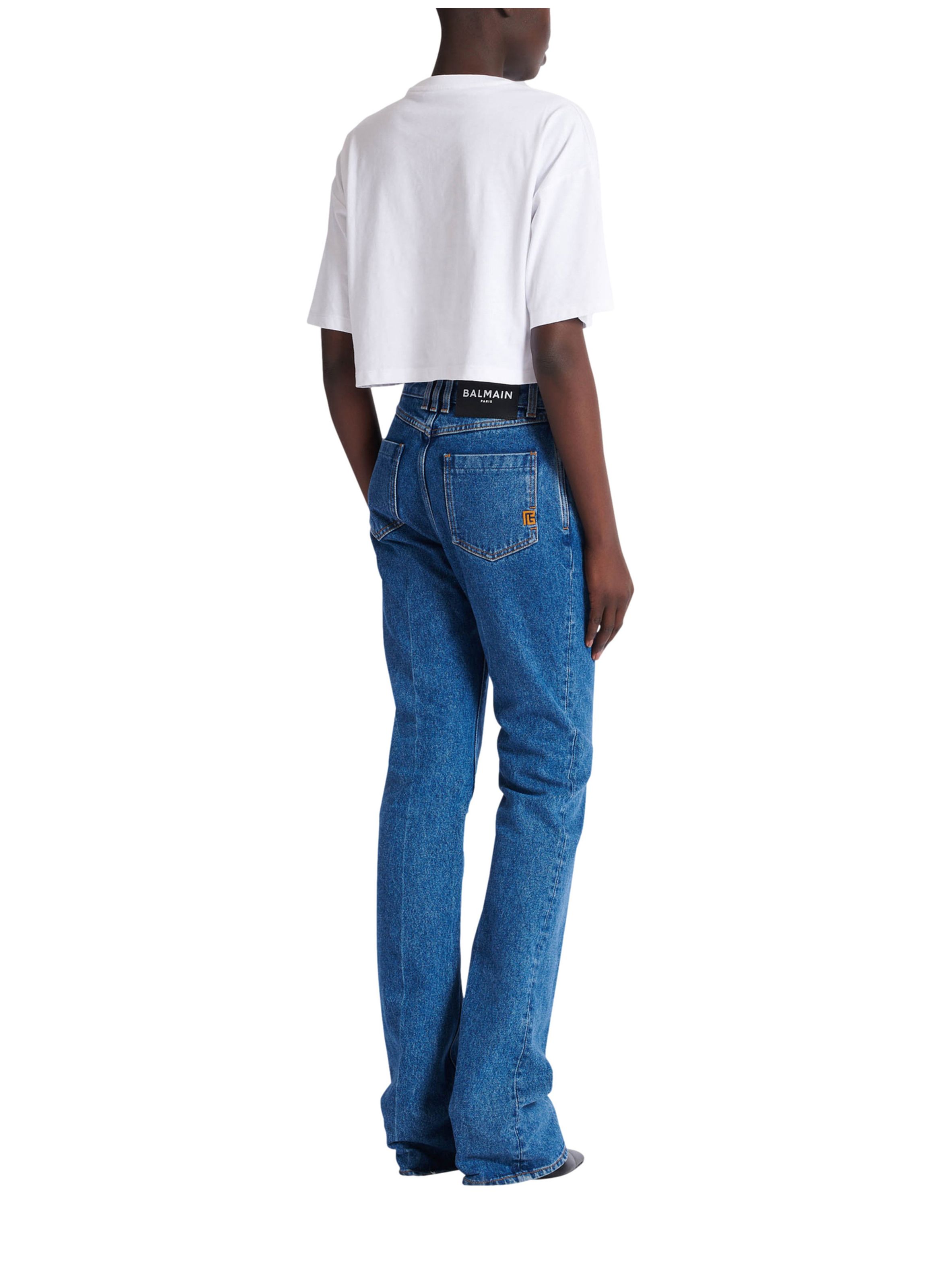 Pantalon en denim droit BALMAIN Bleu