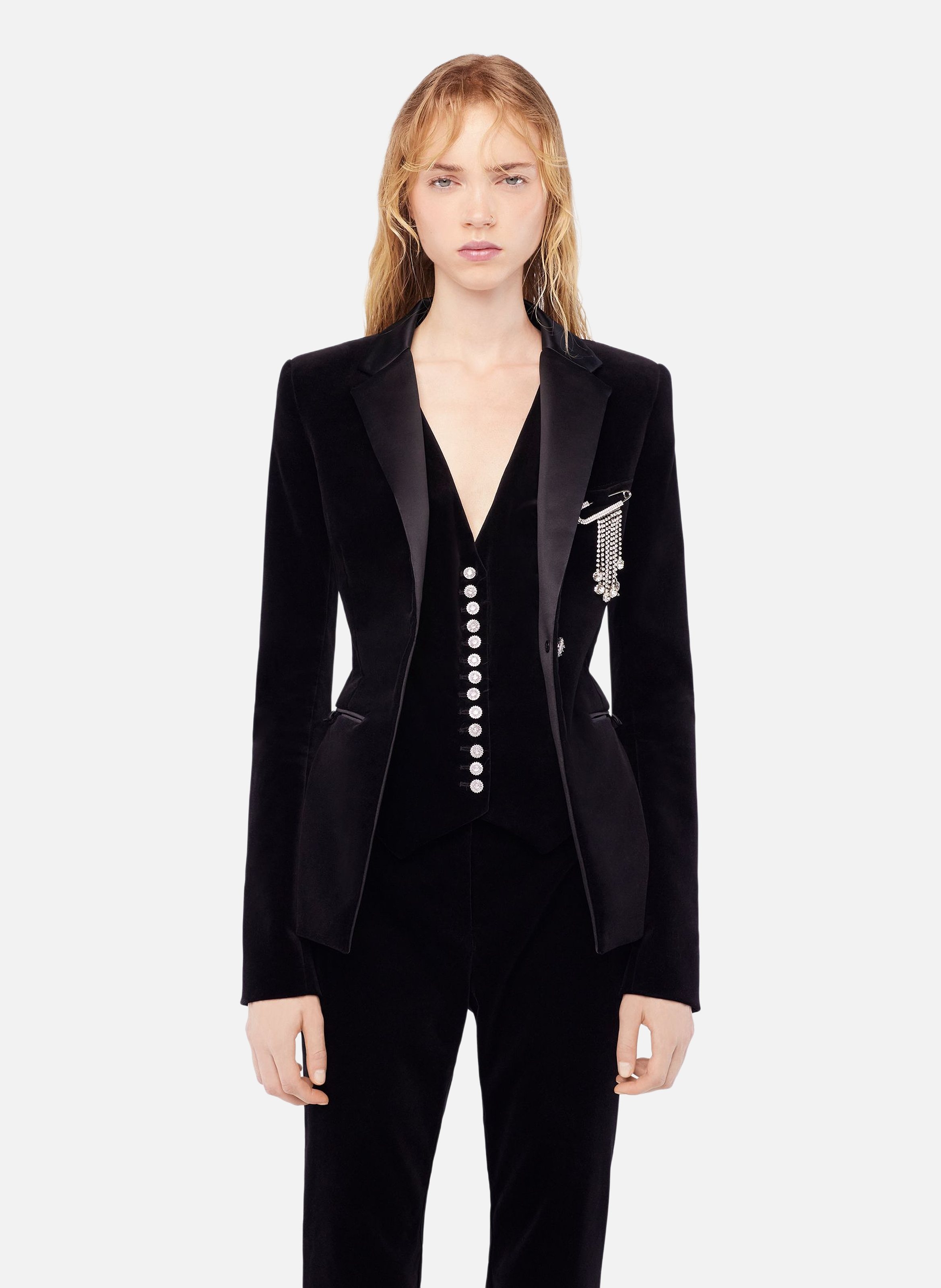Veste tailleur en velours RABANNE Noir
