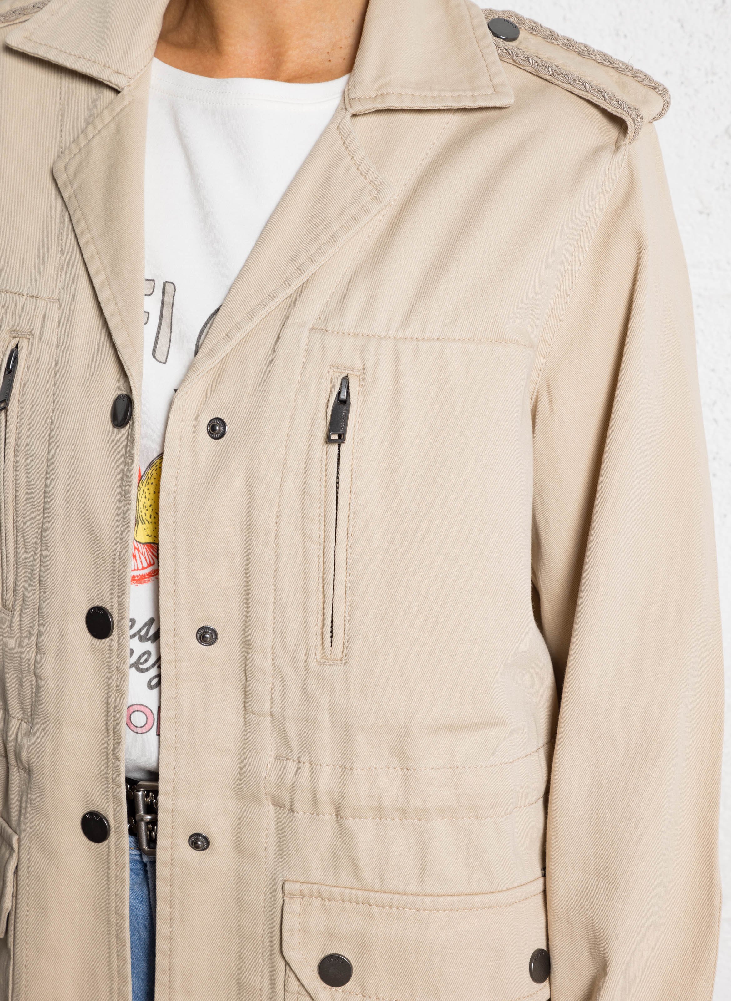 Veste saharienne droite en coton IKKS Beige