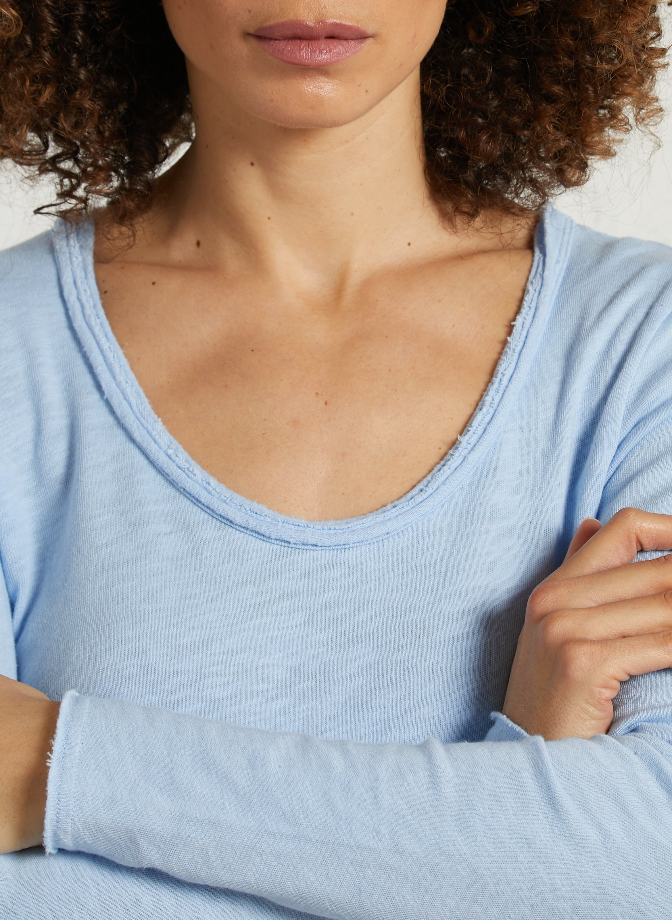 Tee-shirt droit col rond en coton sonoma Bleu