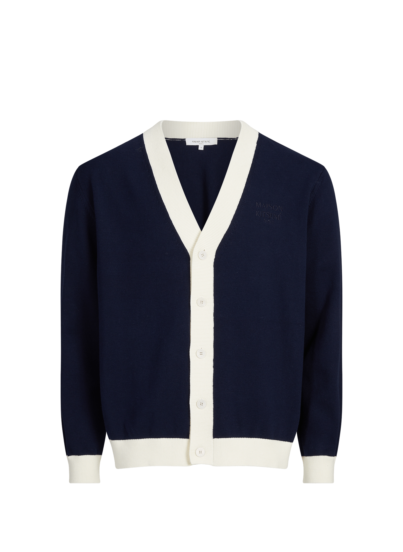 Cardigan encolure V en coton MAISON KITSUNÉ Bleu