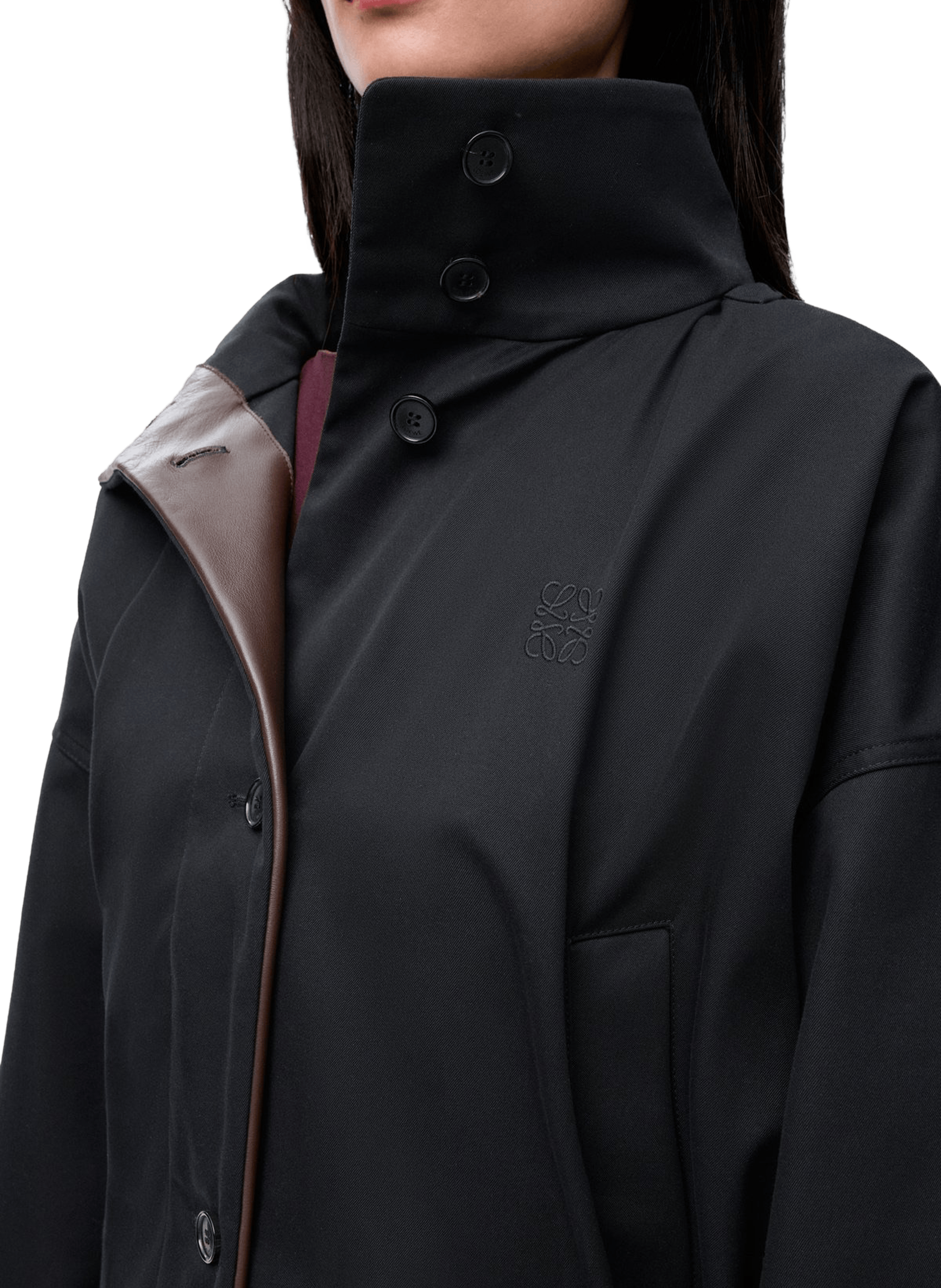 Veste à capuche en coton et soie LOEWE Noir