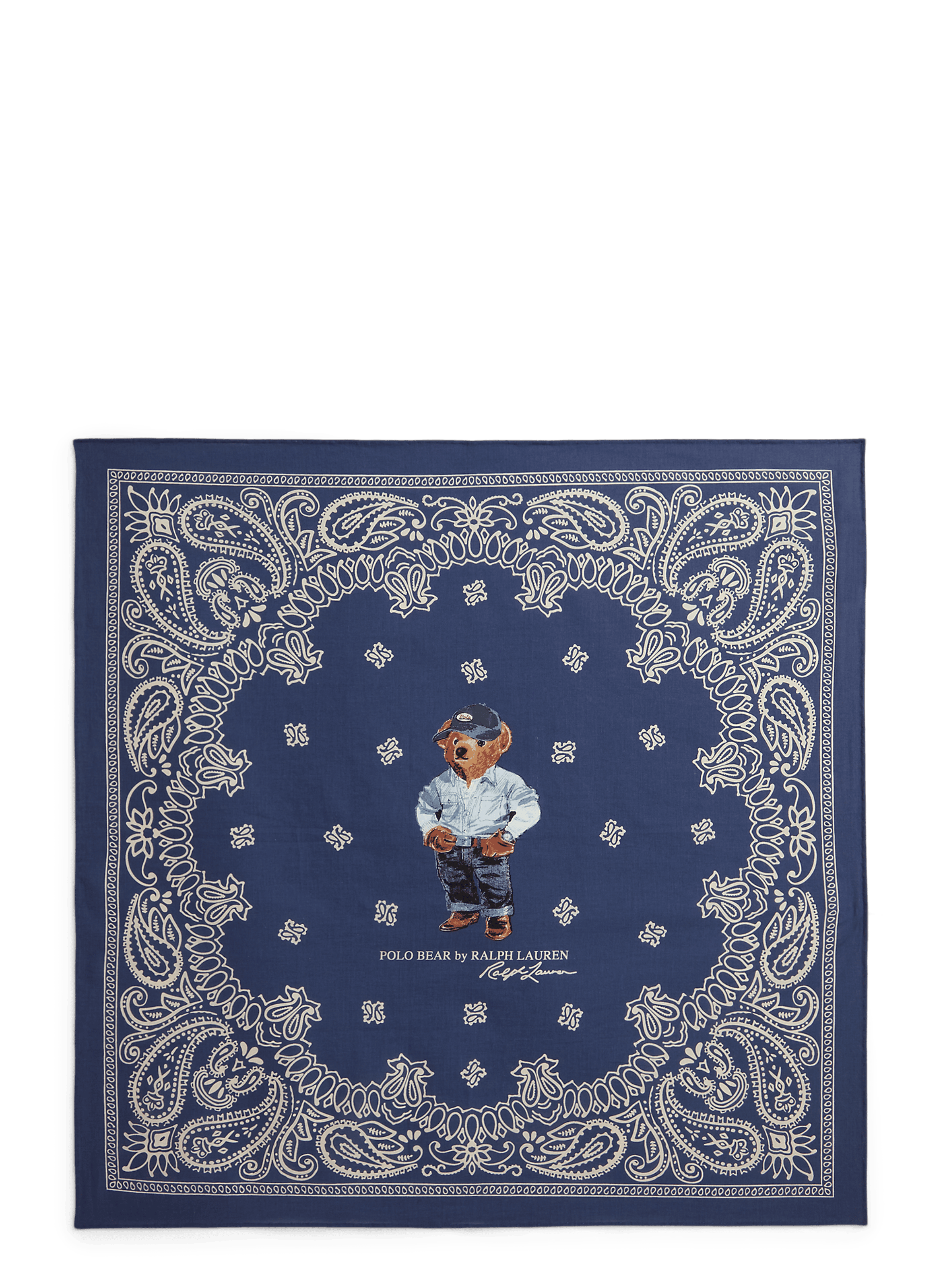 Foulard carré à motif cachemire avec ours POLO RALPH LAUREN Bleu