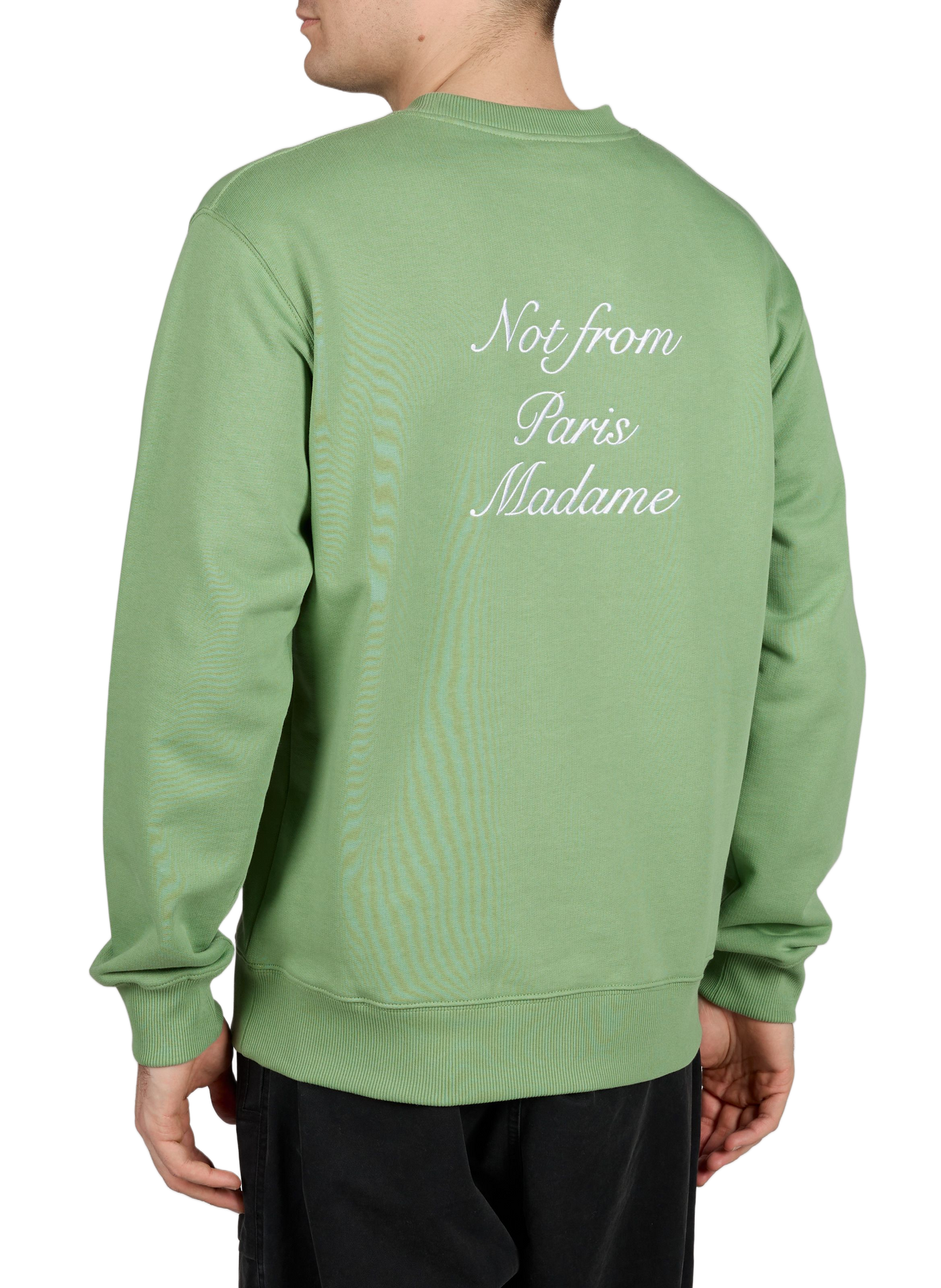 Sweat broderie poitrine et dos en coton DROLE DE MONSIEUR Vert