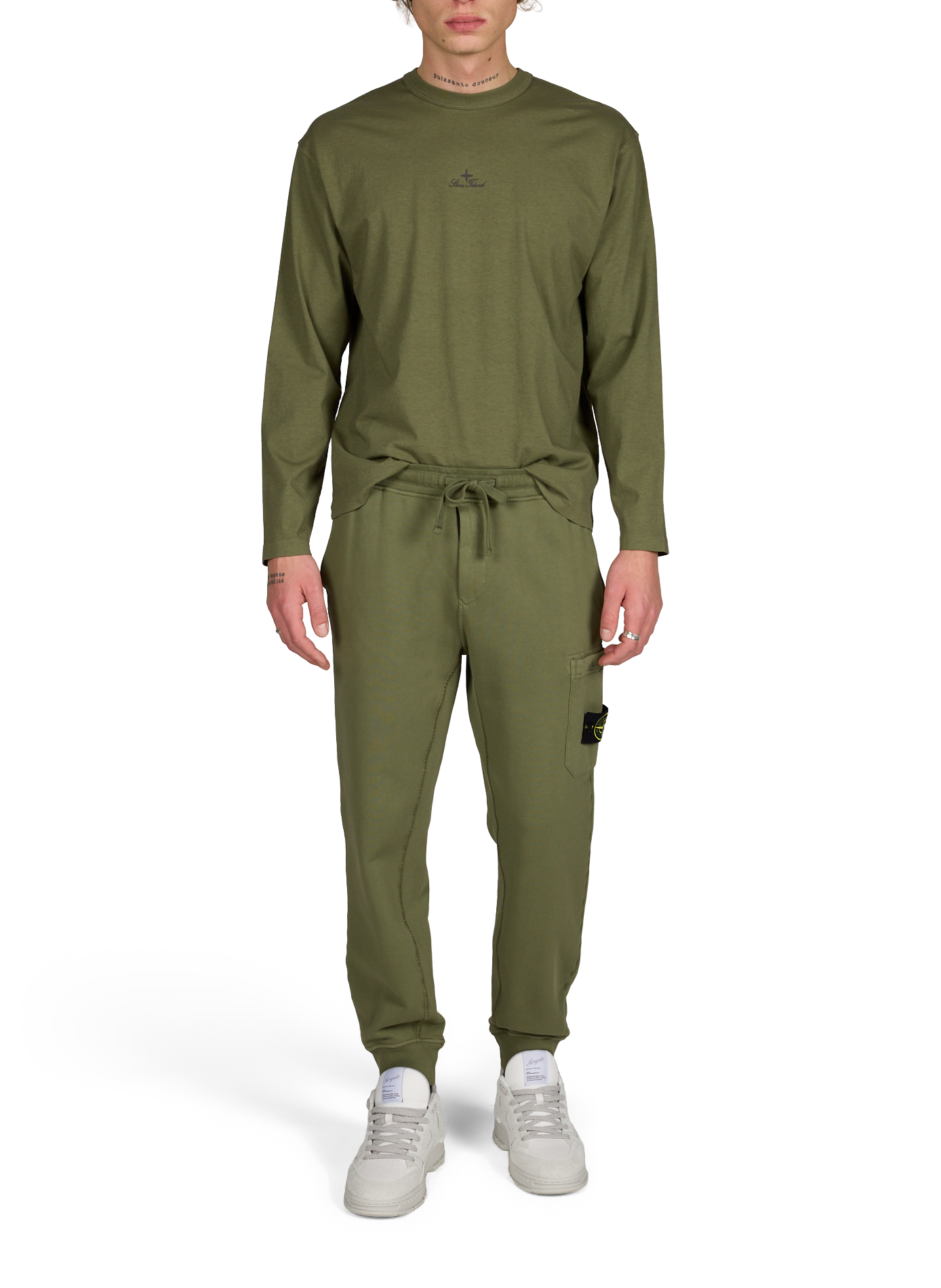 Pantalon de survêtement en coton STONE ISLAND Kaki