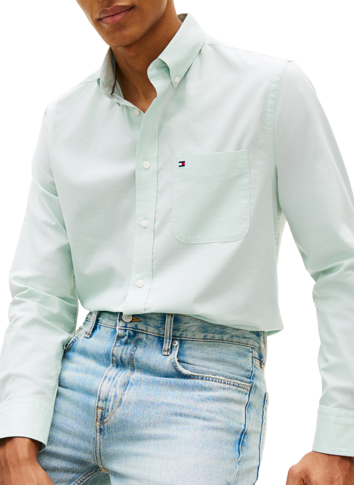 Chemise slim léger en coton mélangé TOMMY HILFIGER Vert