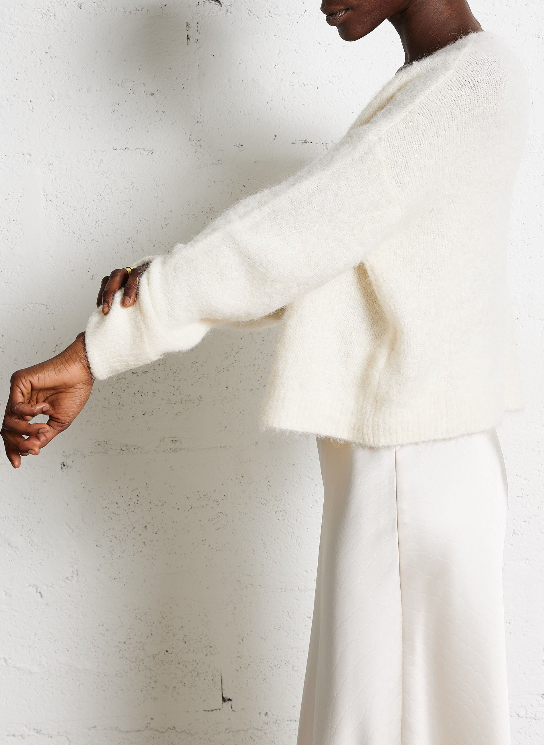 Pull oversize à col v east AMERICAN VINTAGE Beige