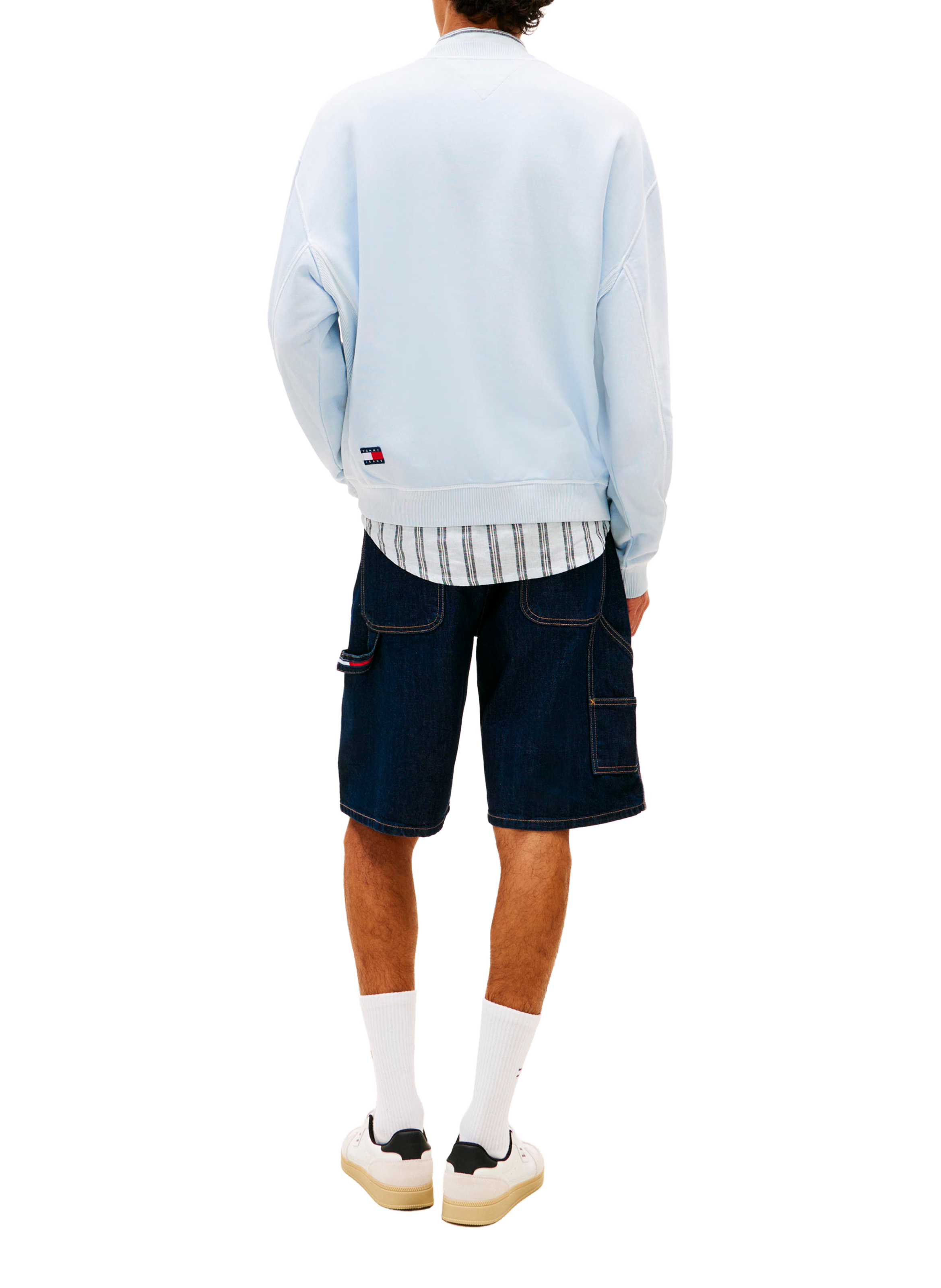 Sweat droit brodé en coton TOMMY HILFIGER Bleu
