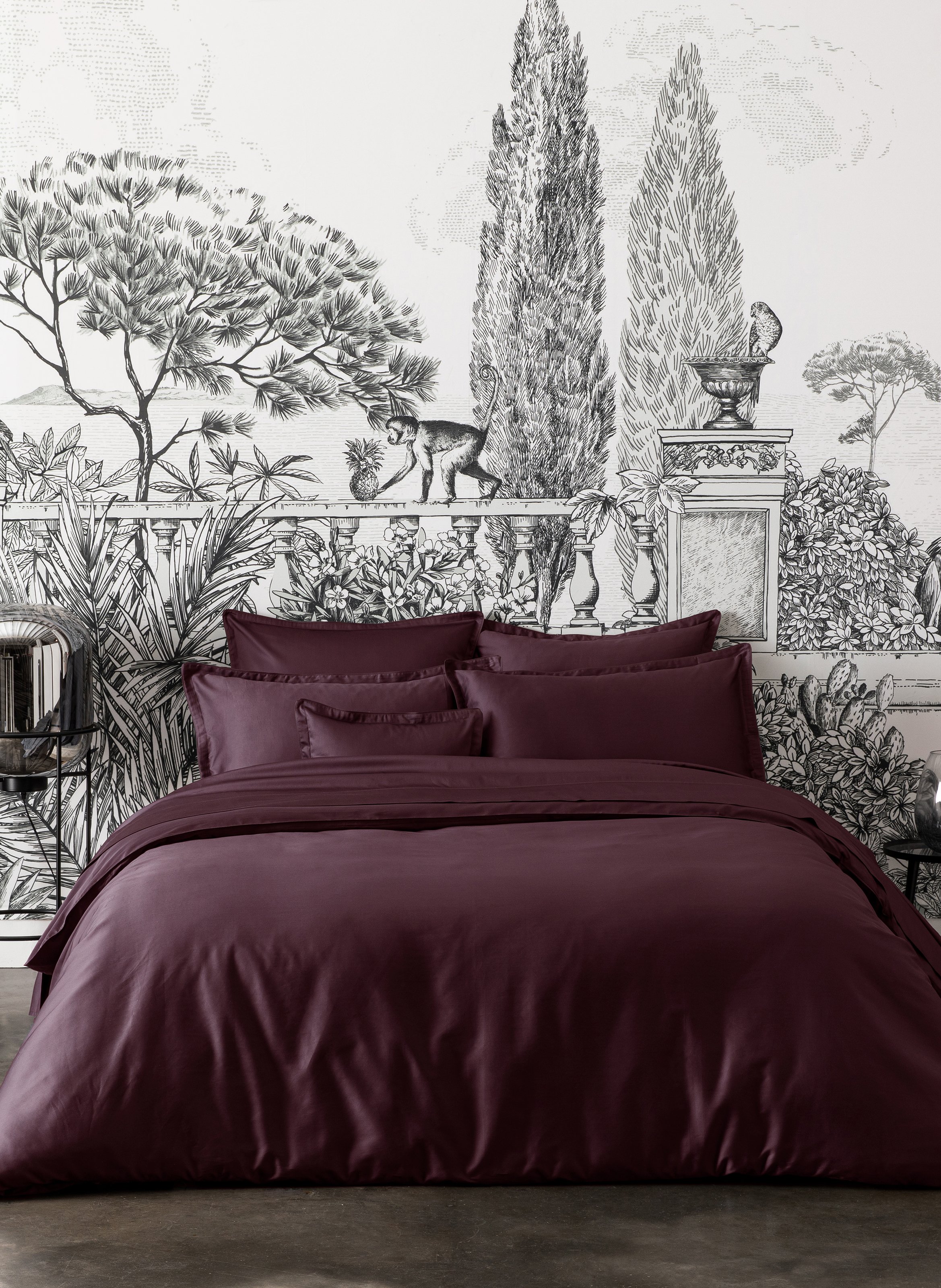 Drap housse uni en satin de coton bio, teophile ALEXANDRE TURPAULT Violet