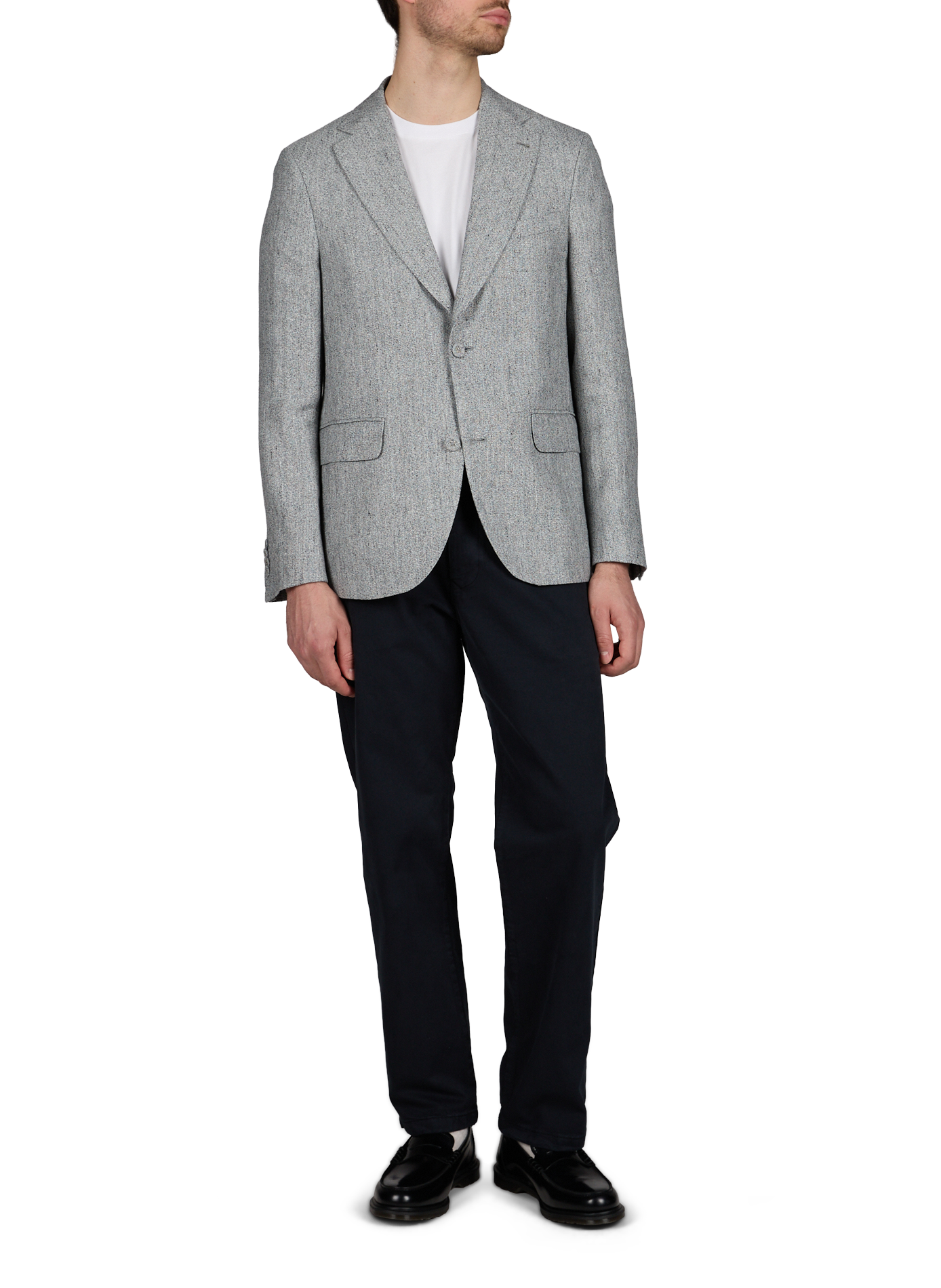 Veste de tailleur droite boutonnée en lin OFFICINE GENERALE Gris