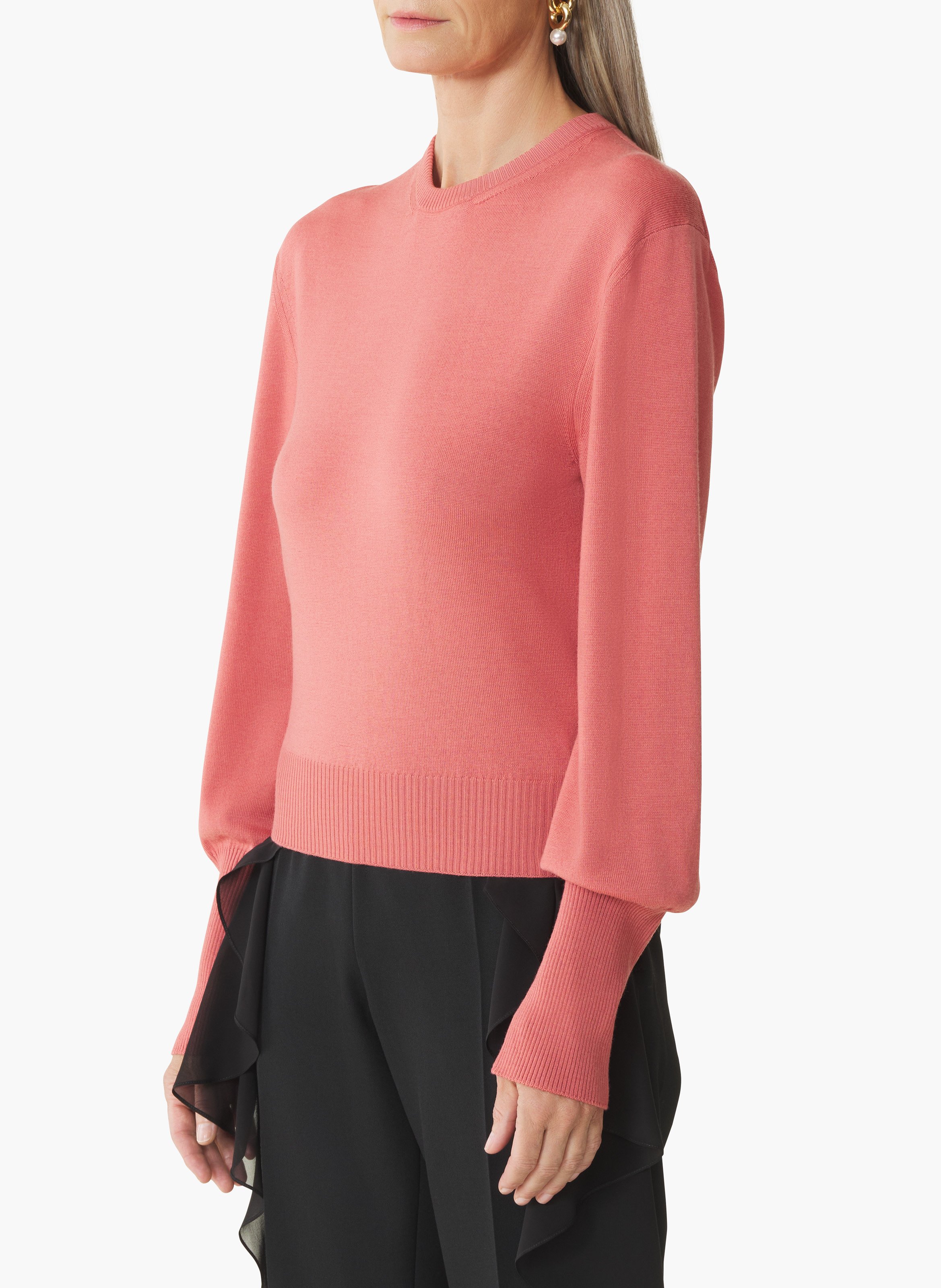 Pull détail gros grain en mérinos LANVIN Rose