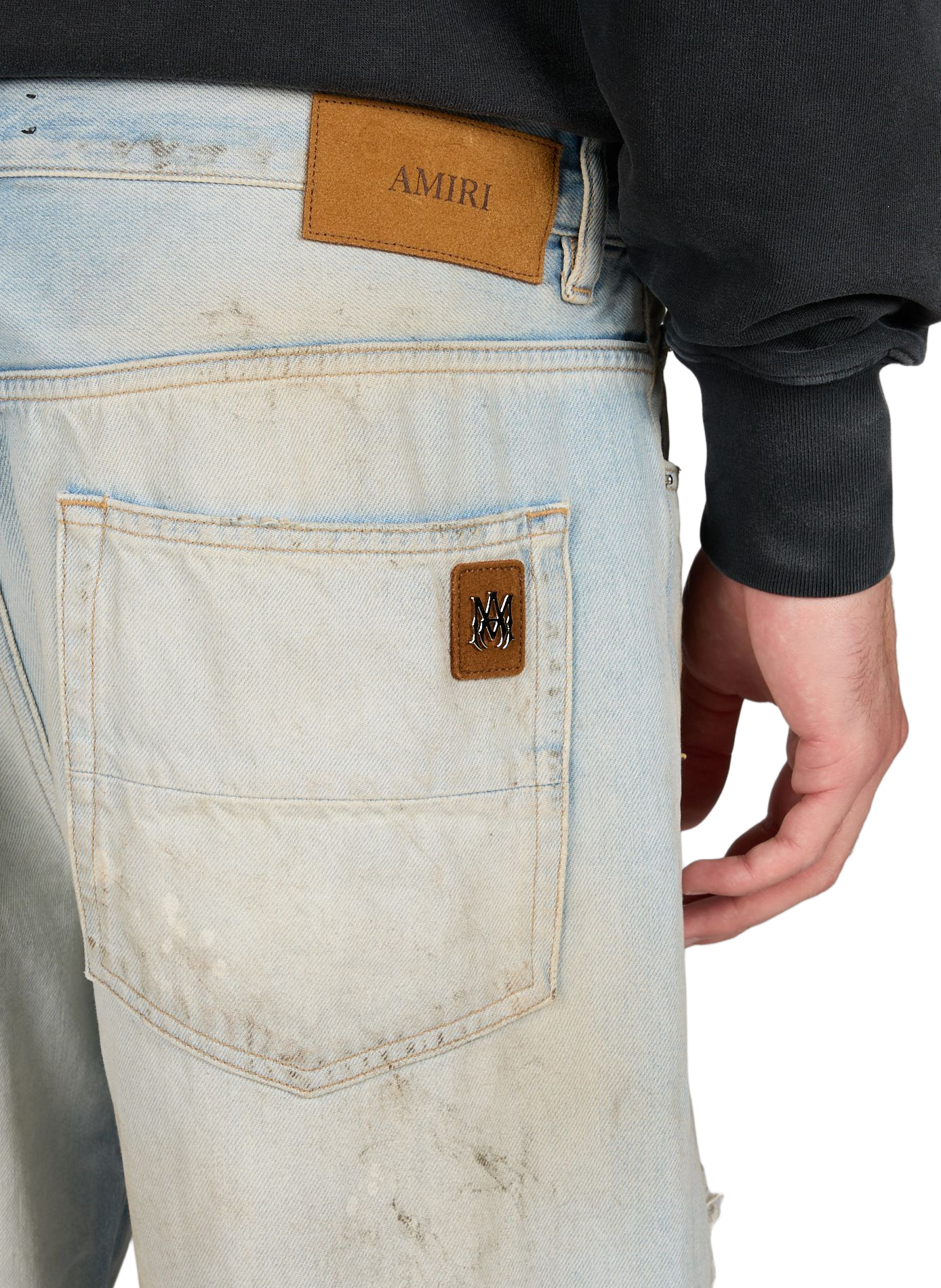 Washed denim jeans with snake inlay in cotton AMIRI Blue