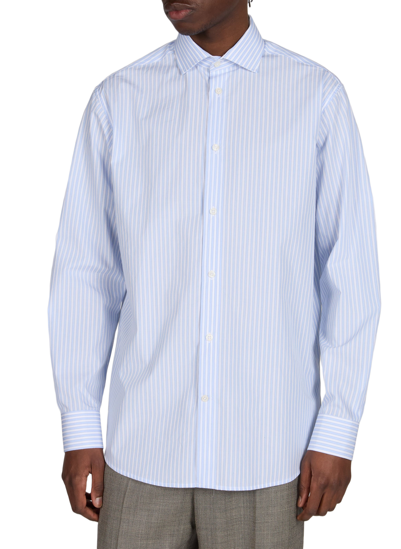 Straight striped cotton shirt AU PRINTEMPS PARIS Blue