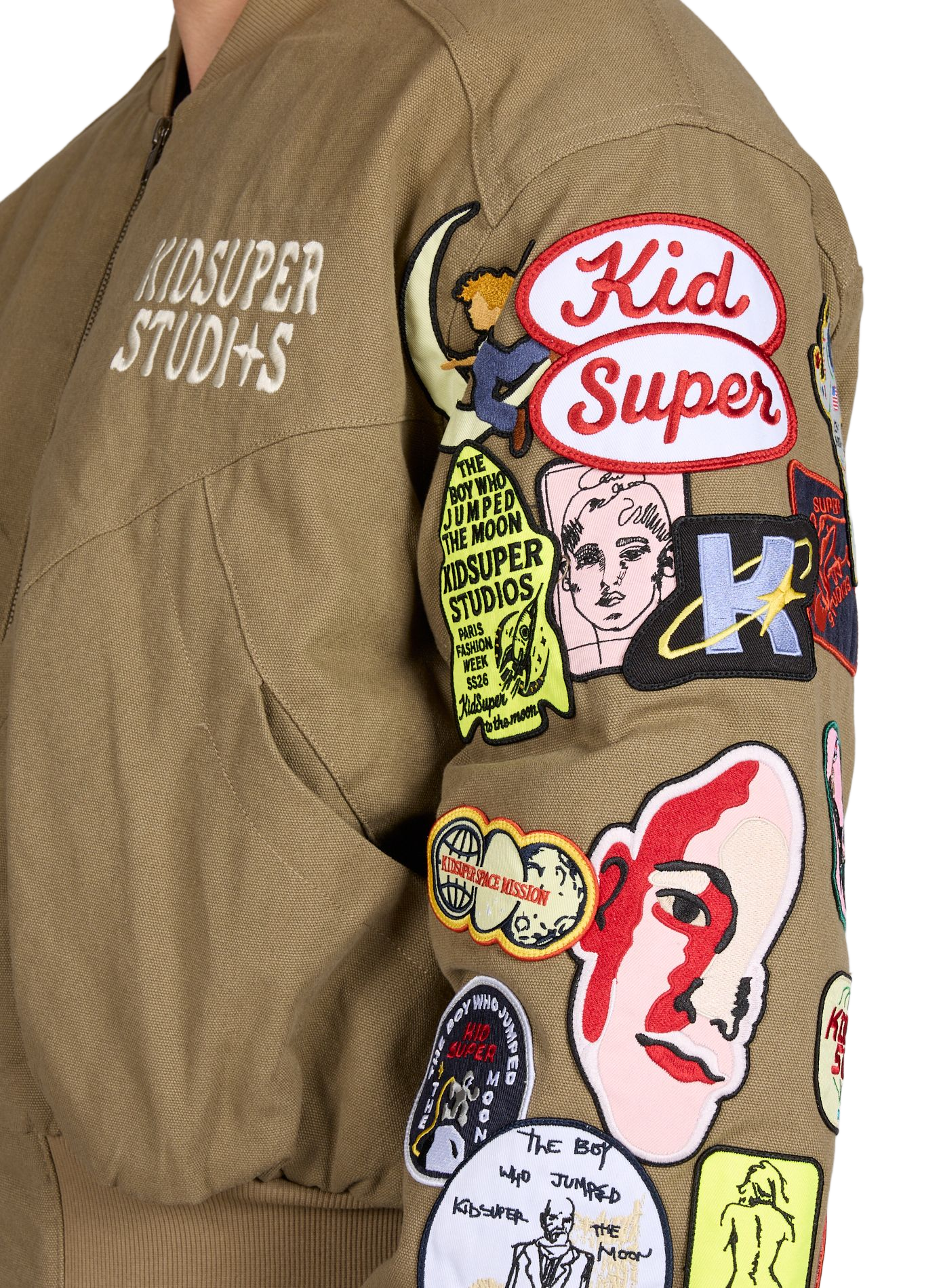 Bomber à écussons et logo brodé en coton KIDSUPER Kaki
