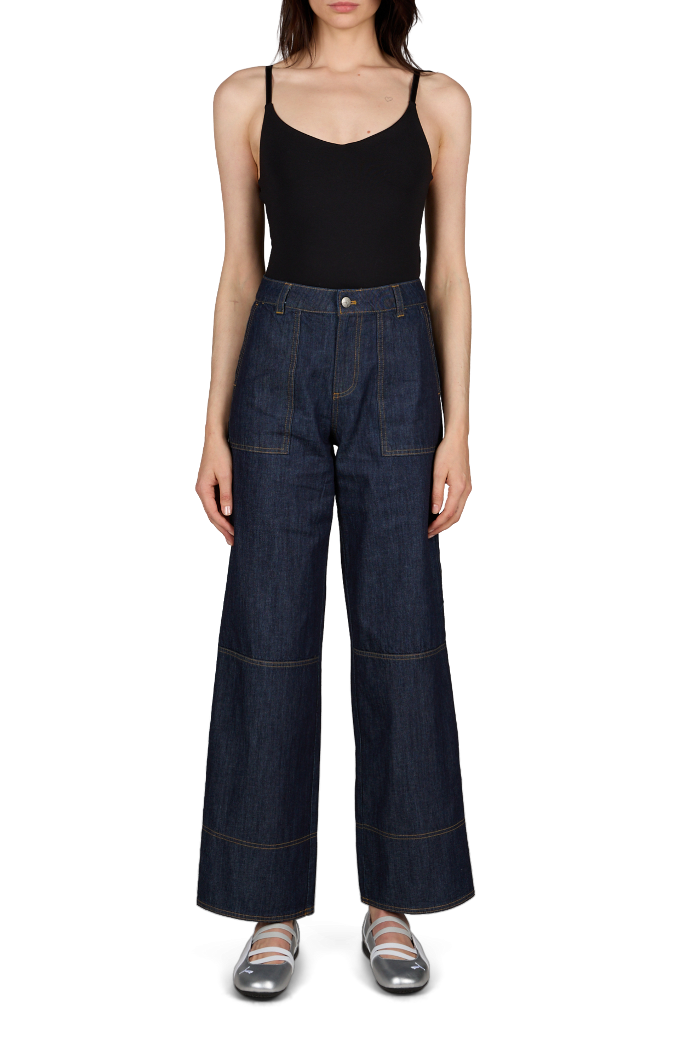 Straight medium-rise cotton jeans ROUGE EDIT Blue