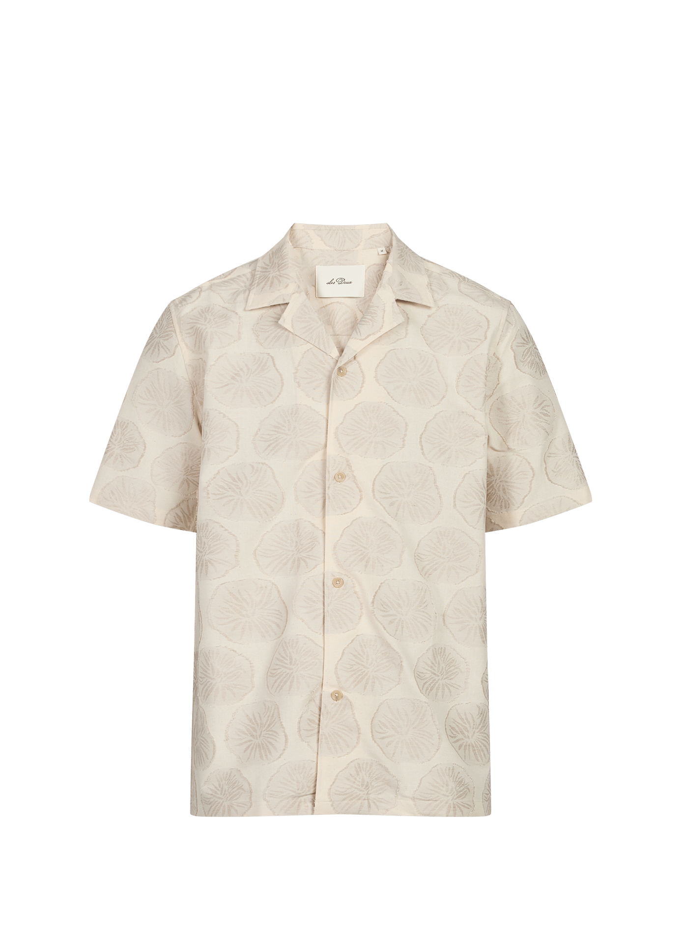 Jacquard straight shirt in cotton and linen LES DEUX Beige