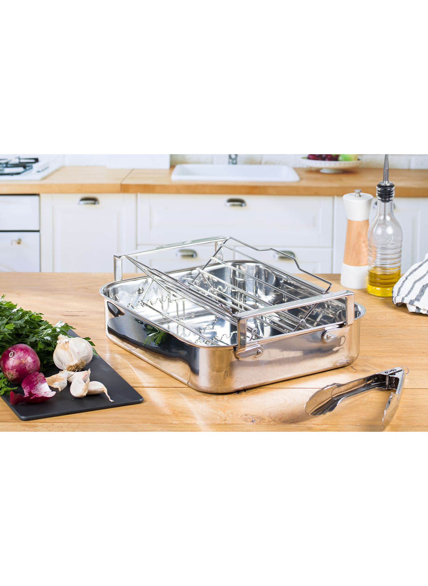 Plat à four avec accessoires en inox CRISTEL Gris