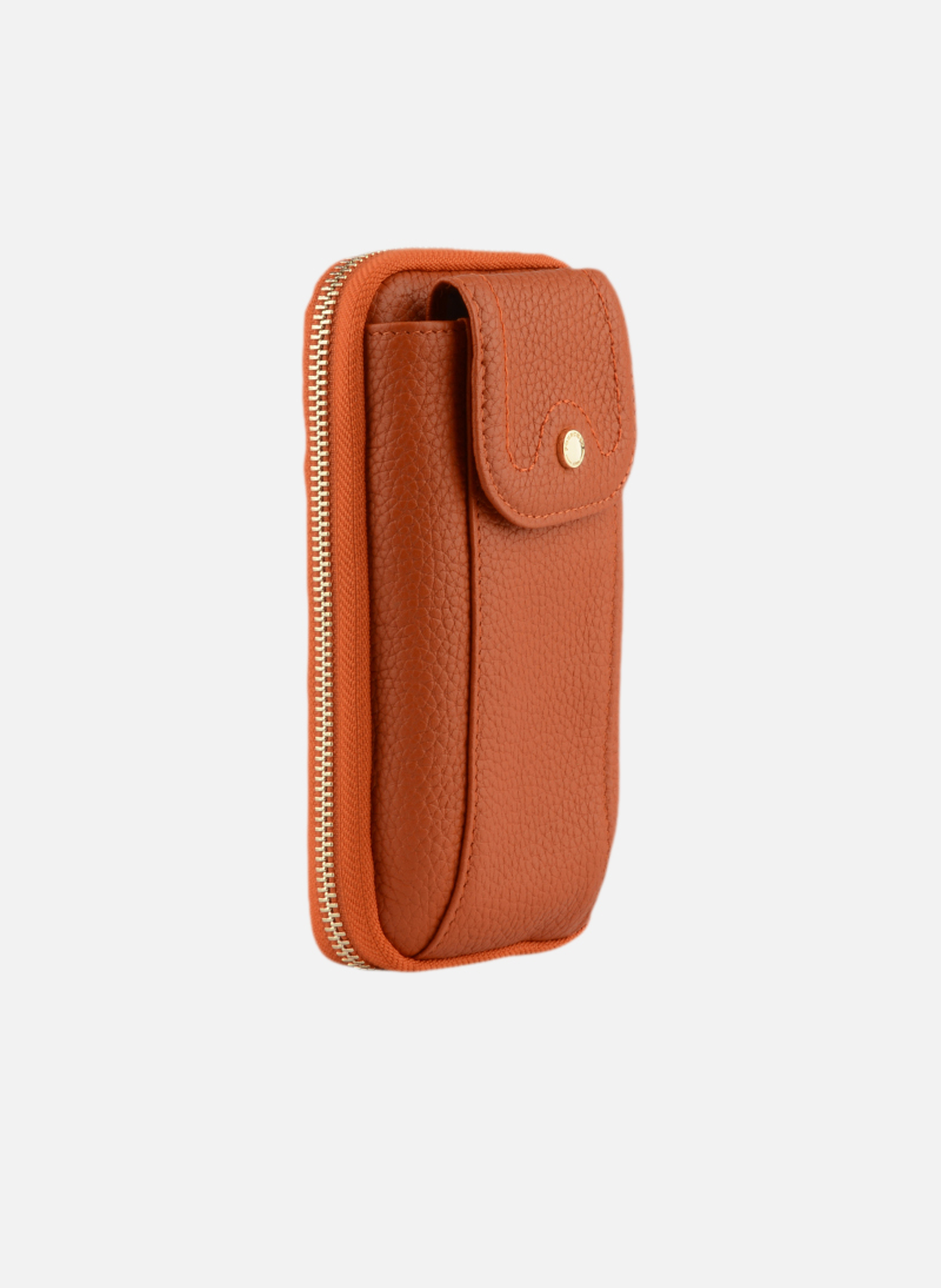 Club | etui téléphone portable en cuir de veau grainé | Orange POURCHET Femme