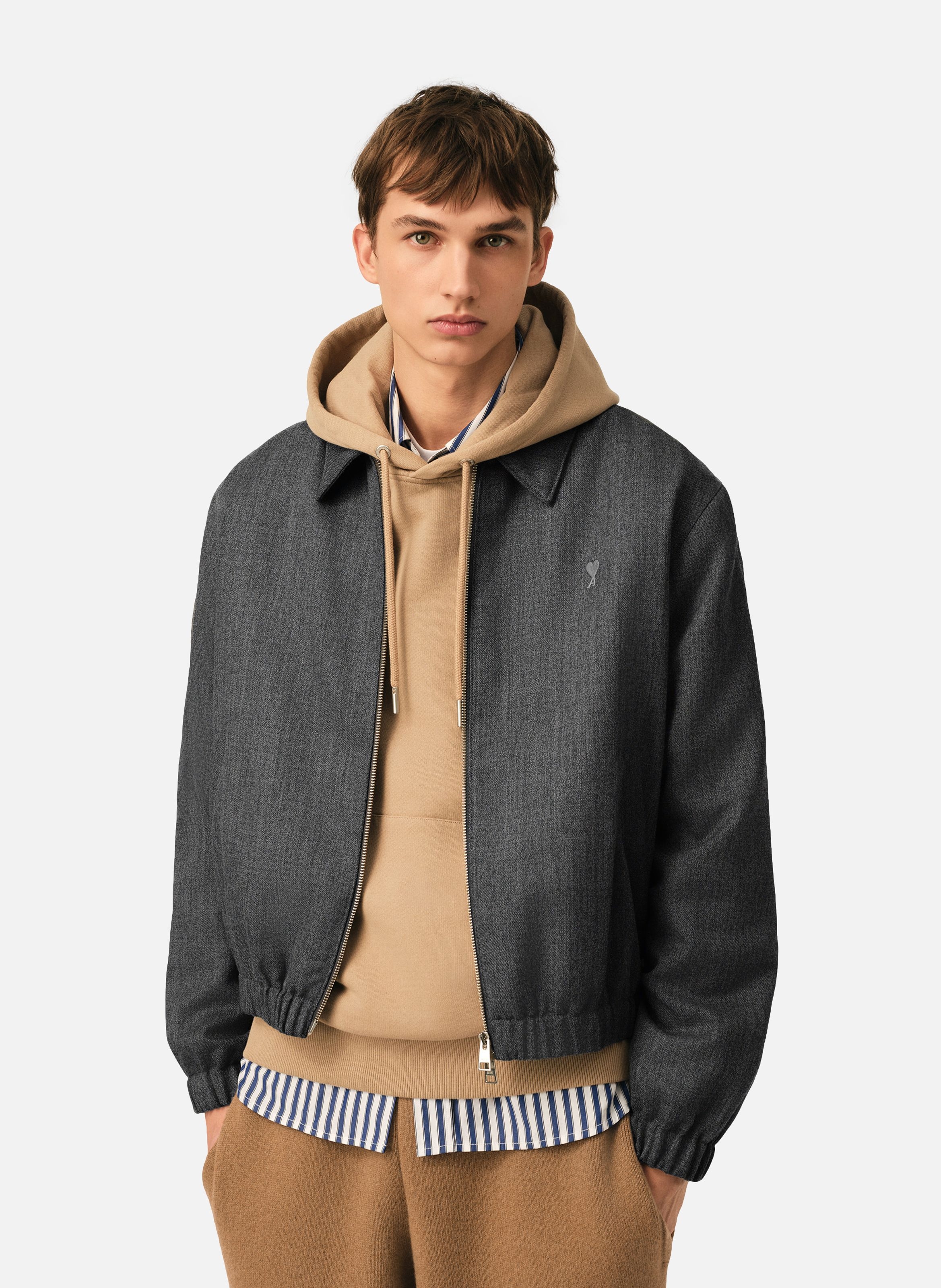 Blouson rembourré en laine ami de coeur AMI PARIS Gris