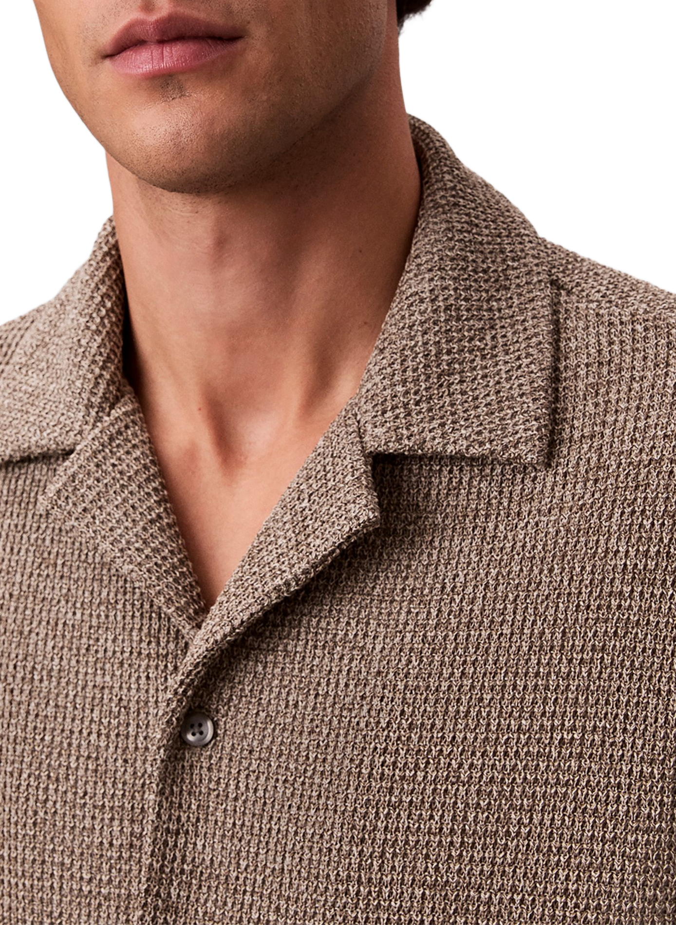 Short-sleeved textured knit shirt CALVIN KLEIN Beige