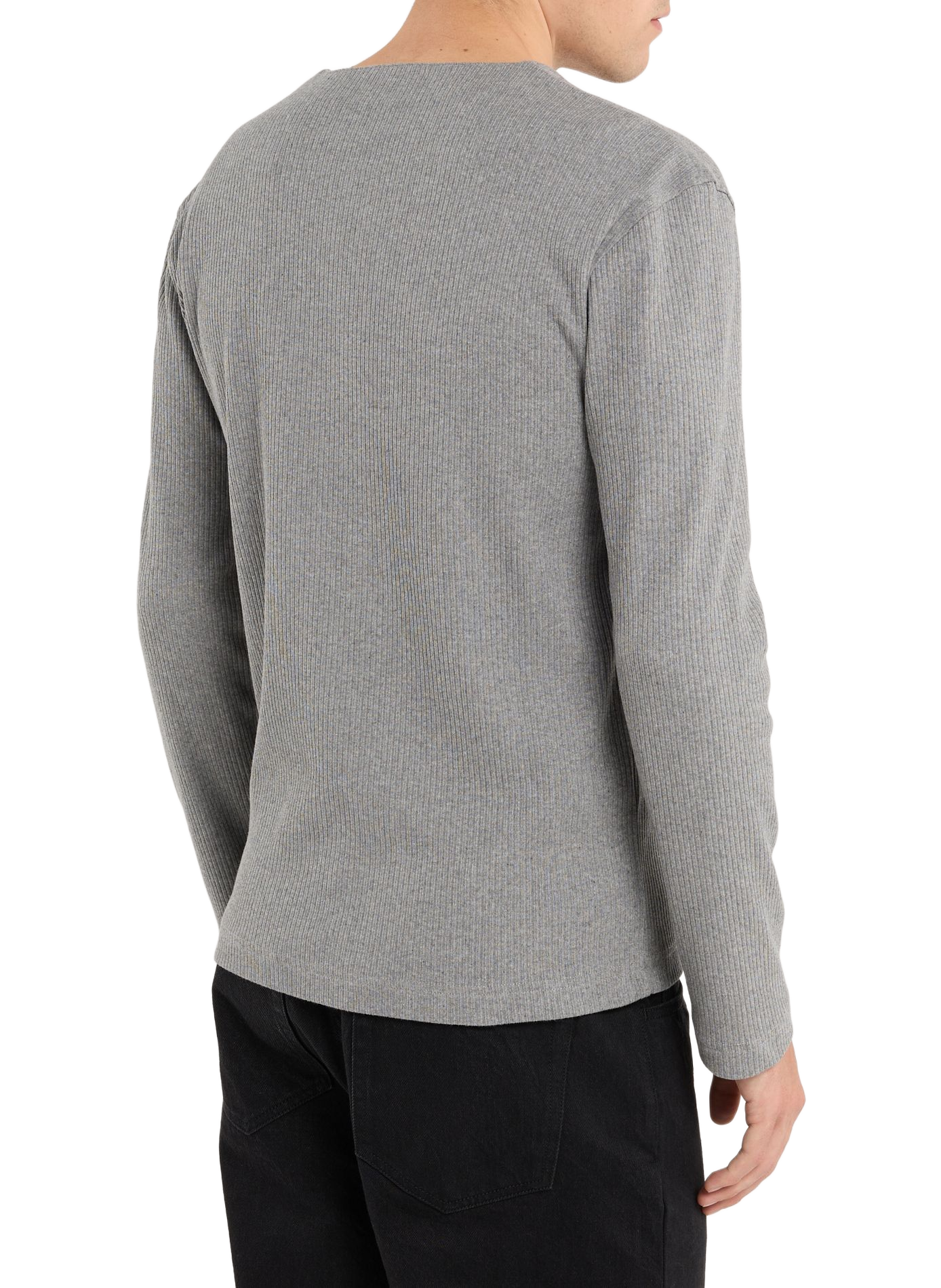 Geripptes Henley-T-Shirt aus Baumwolle SAISON 1865 Grau