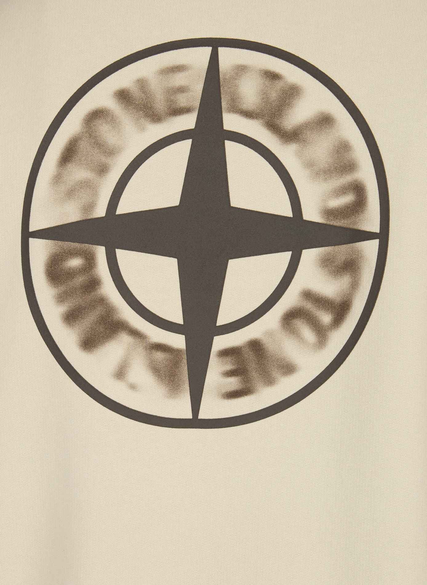 Sweat droit col rond sérigraphié en coton STONE ISLAND Beige