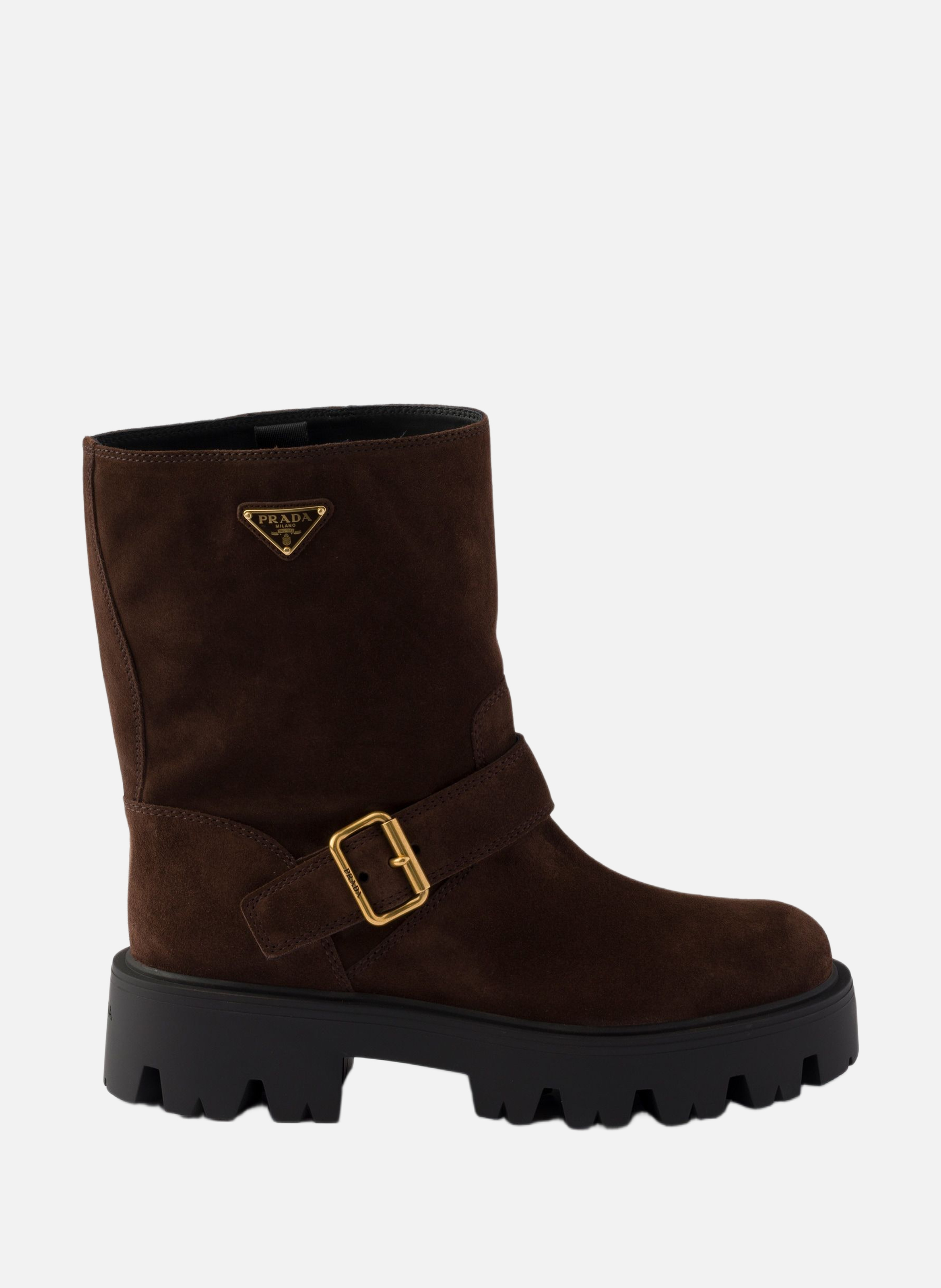 Bottes en veau velours PRADA Marron