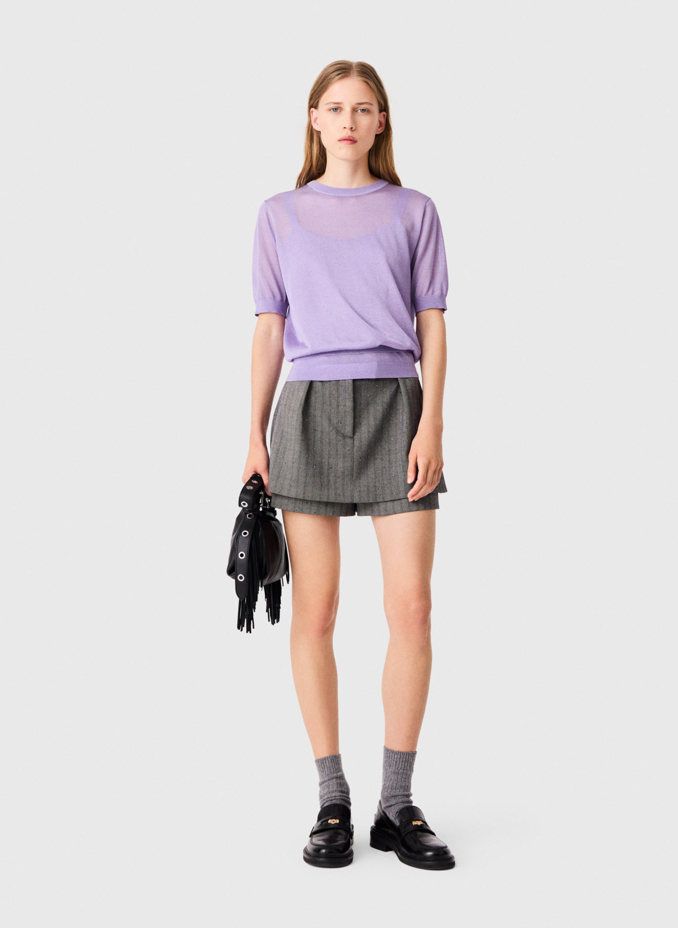 Tee-shirt droit métallisé MAJE Violet