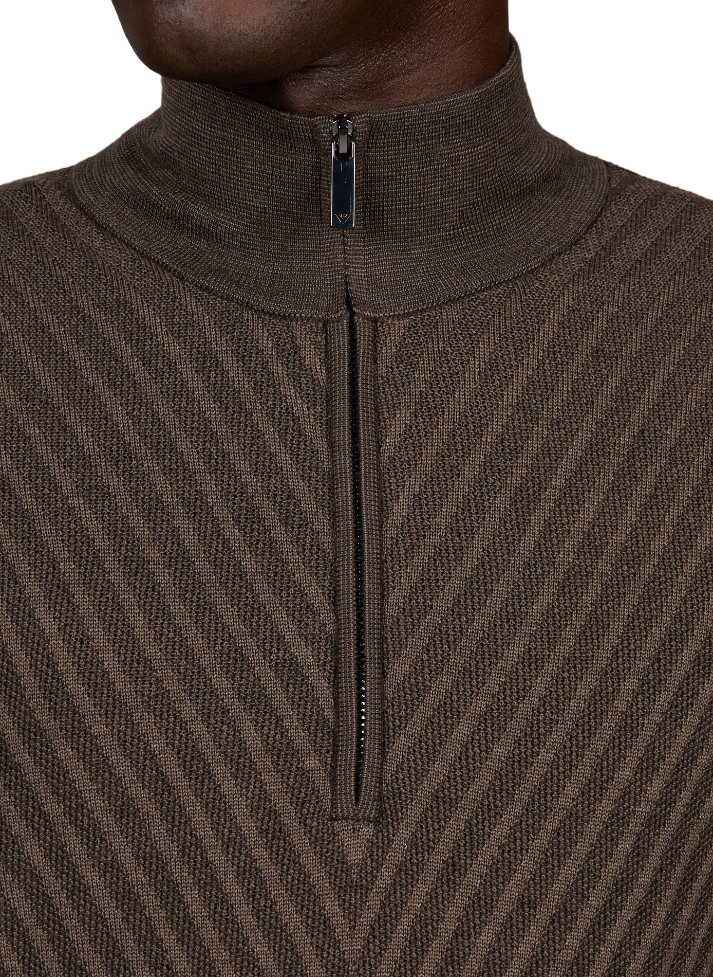 Straight wool zip-up sweater EMPORIO ARMANI Brown