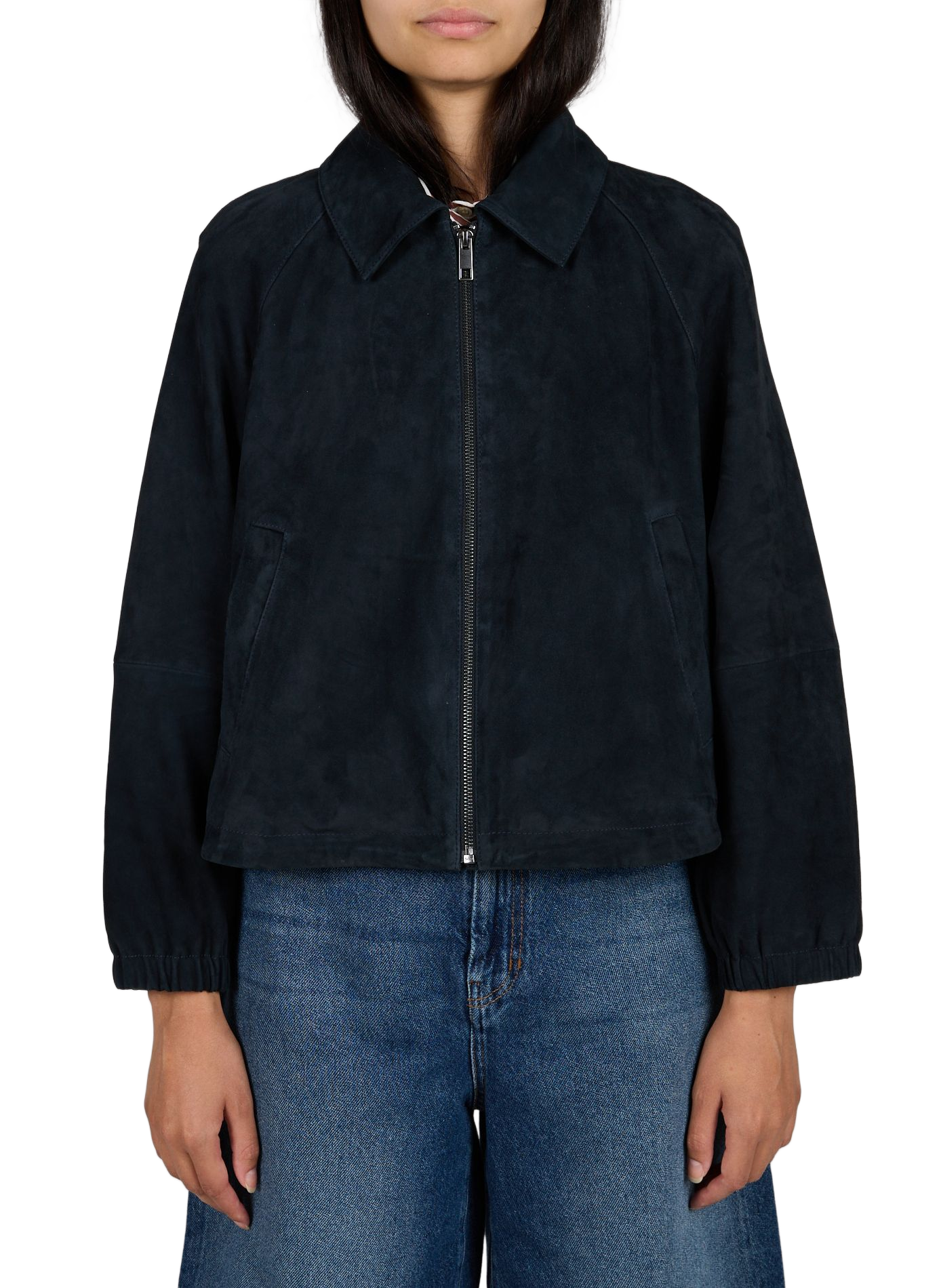 Short suede leather jacket MAX MARA WEEK END Blue