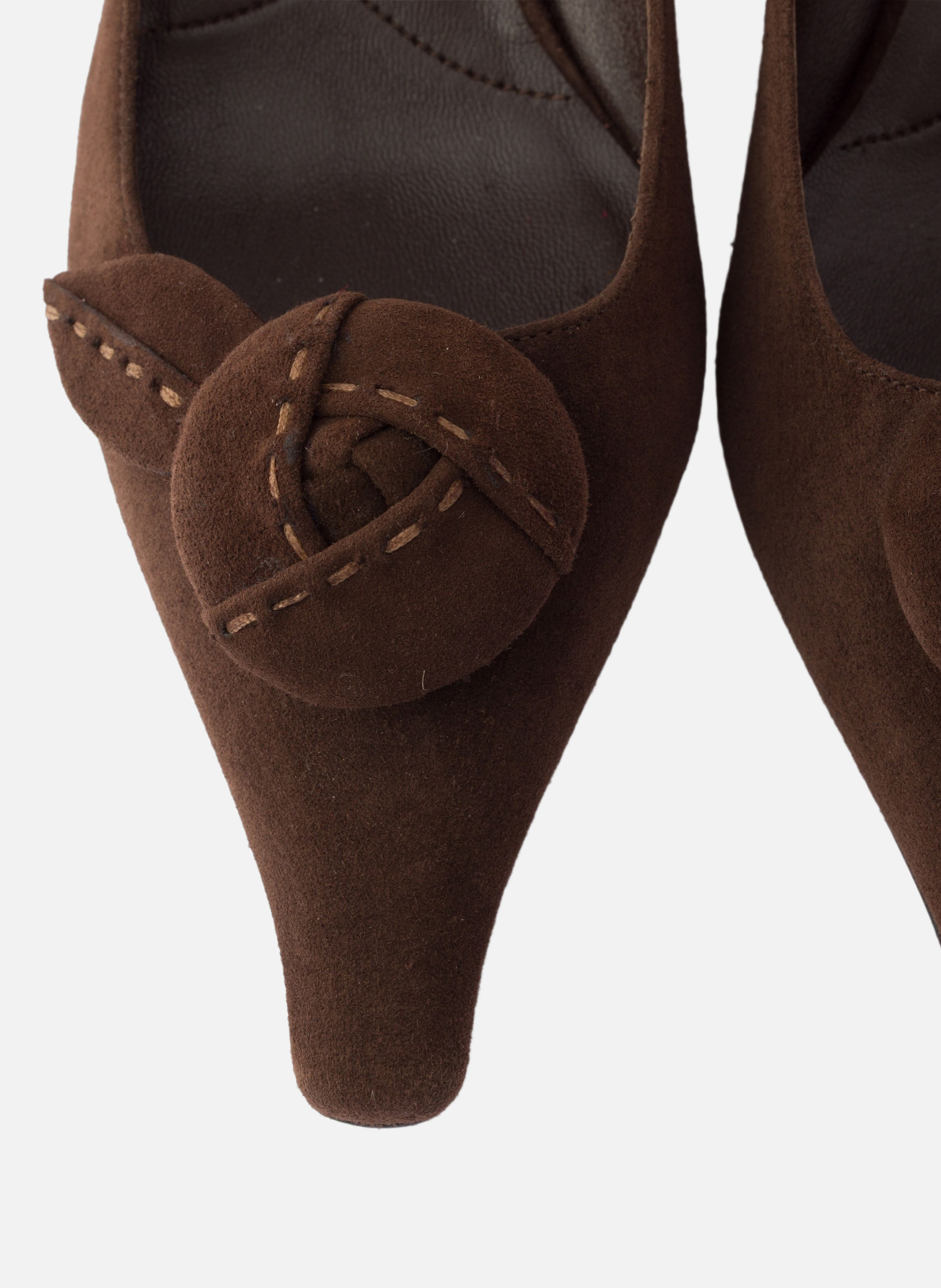 Escarpins en veau velours PRADA Marron