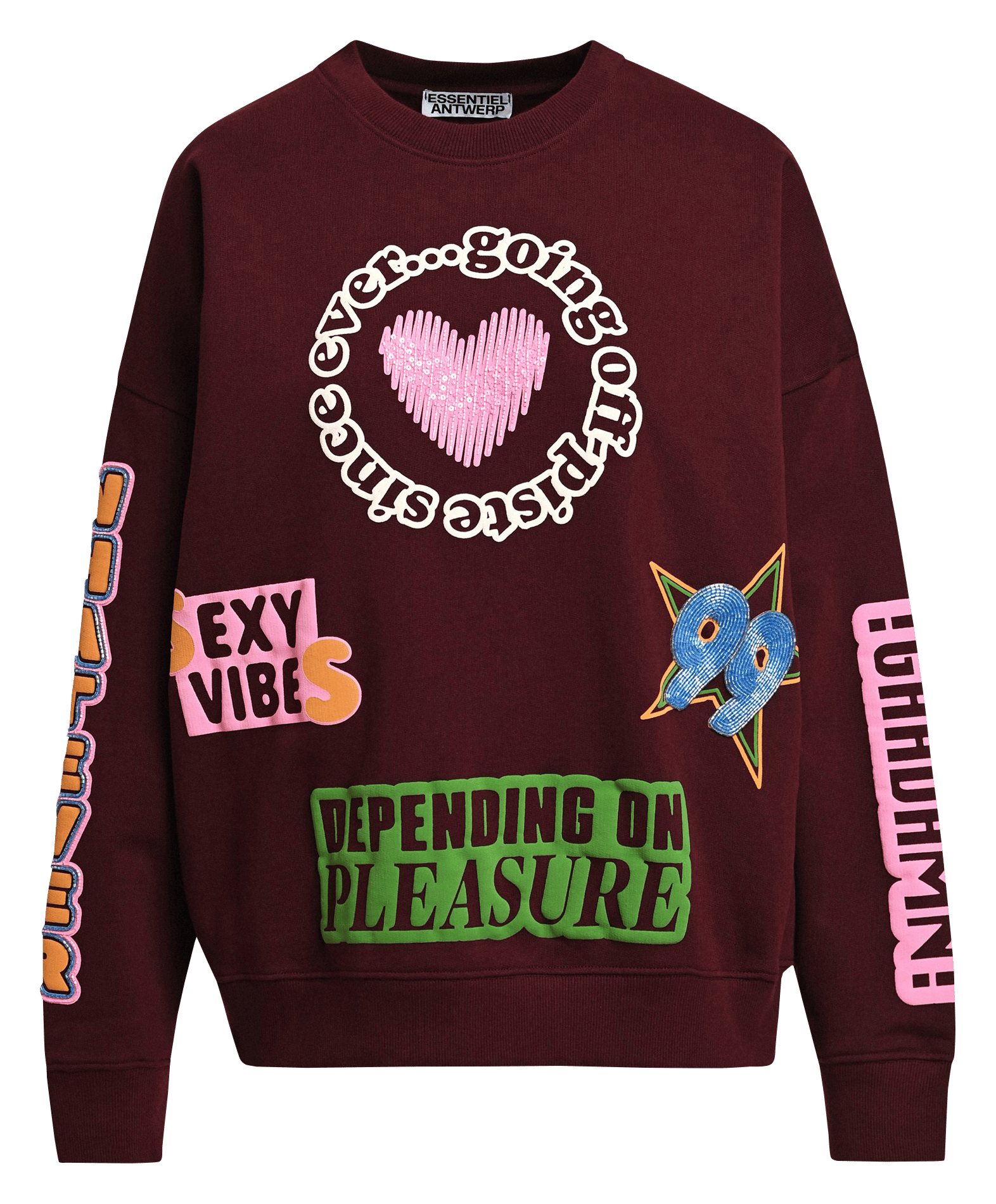 Sweat ample col rond imprimé en coton kampus ESSENTIEL ANTWERP Rouge