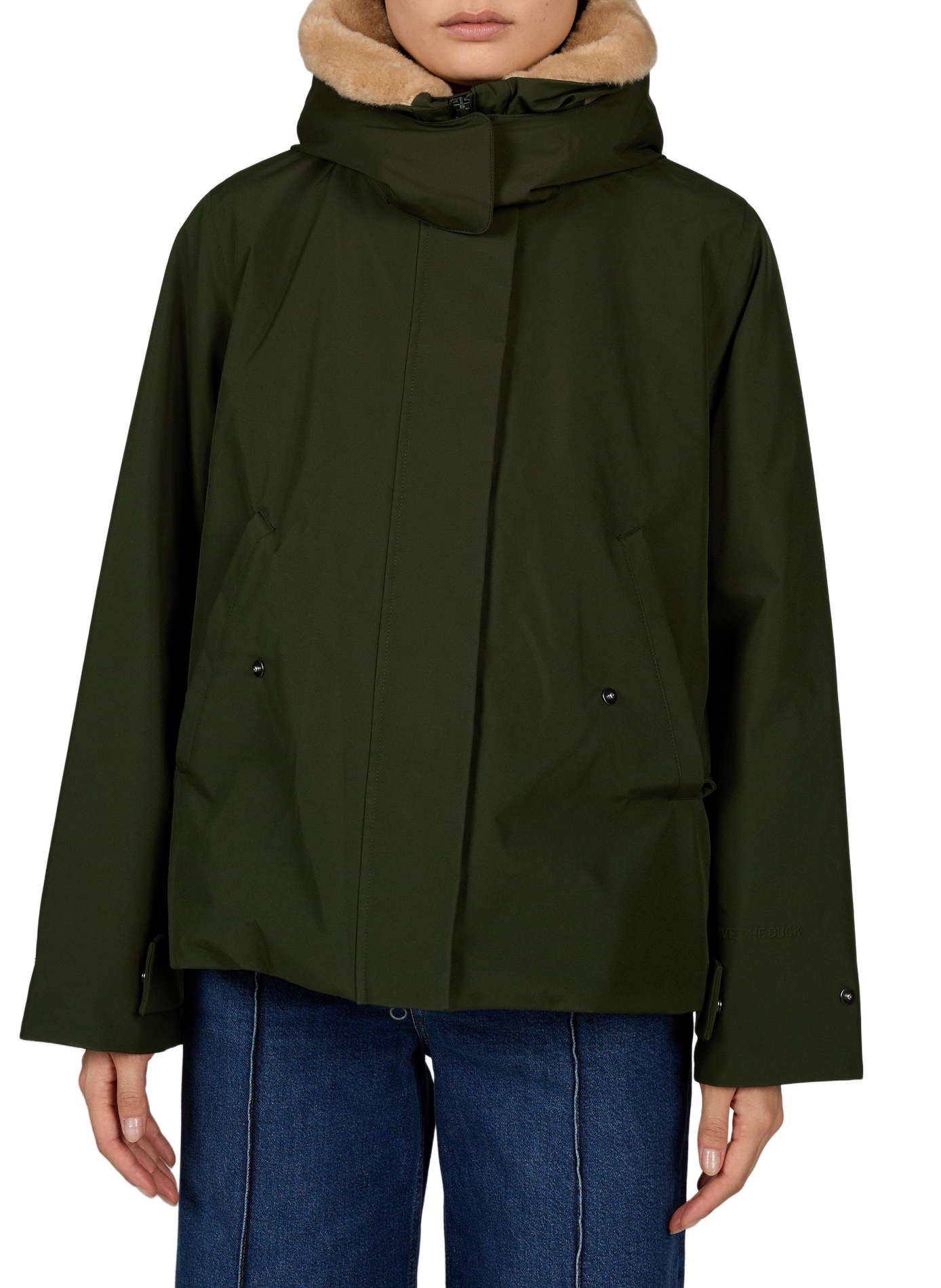 Oversized coat with removable hood SAVE THE DUCK Khaki