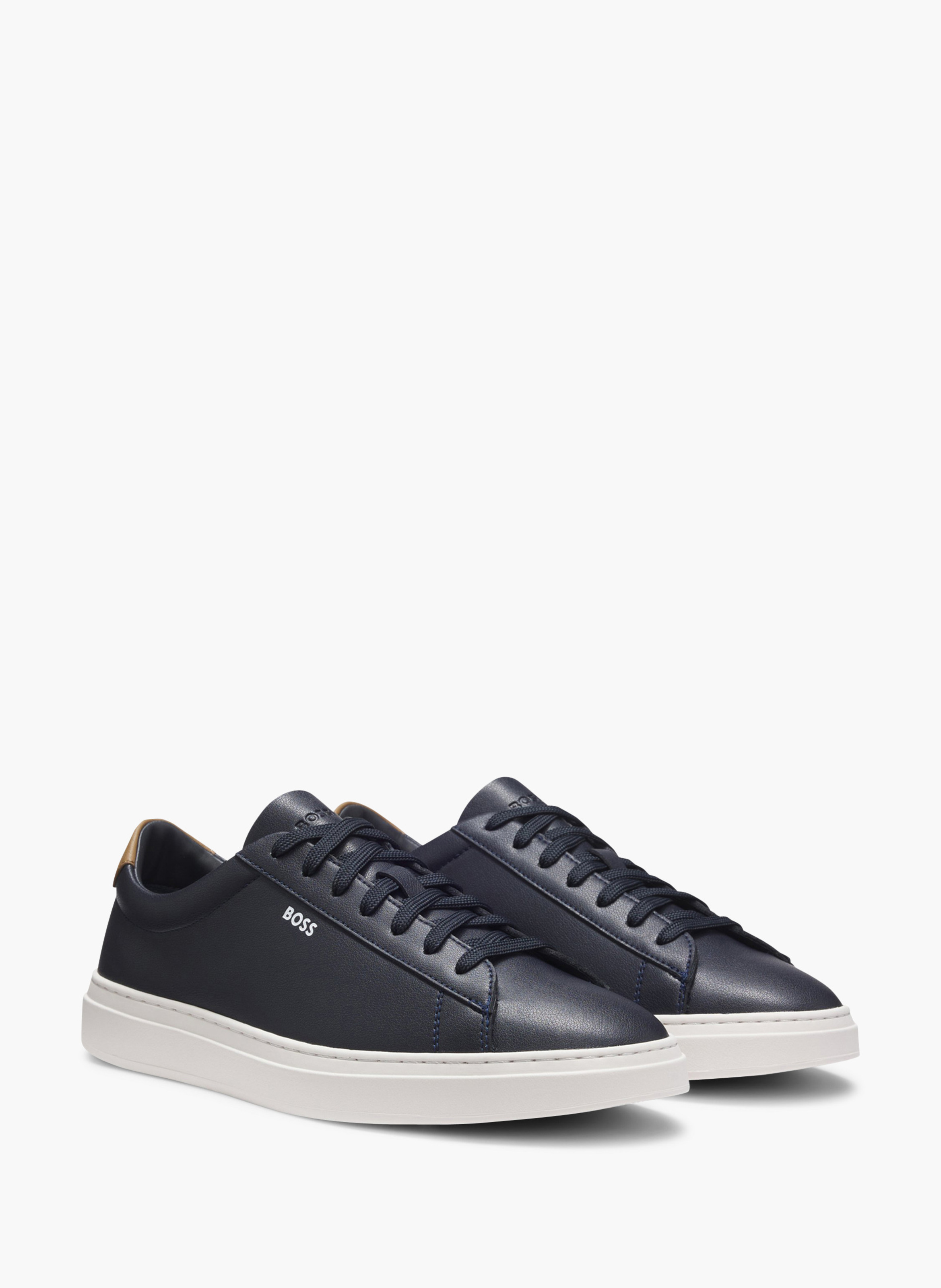 Baskets basses unies en cuir BOSS Bleu