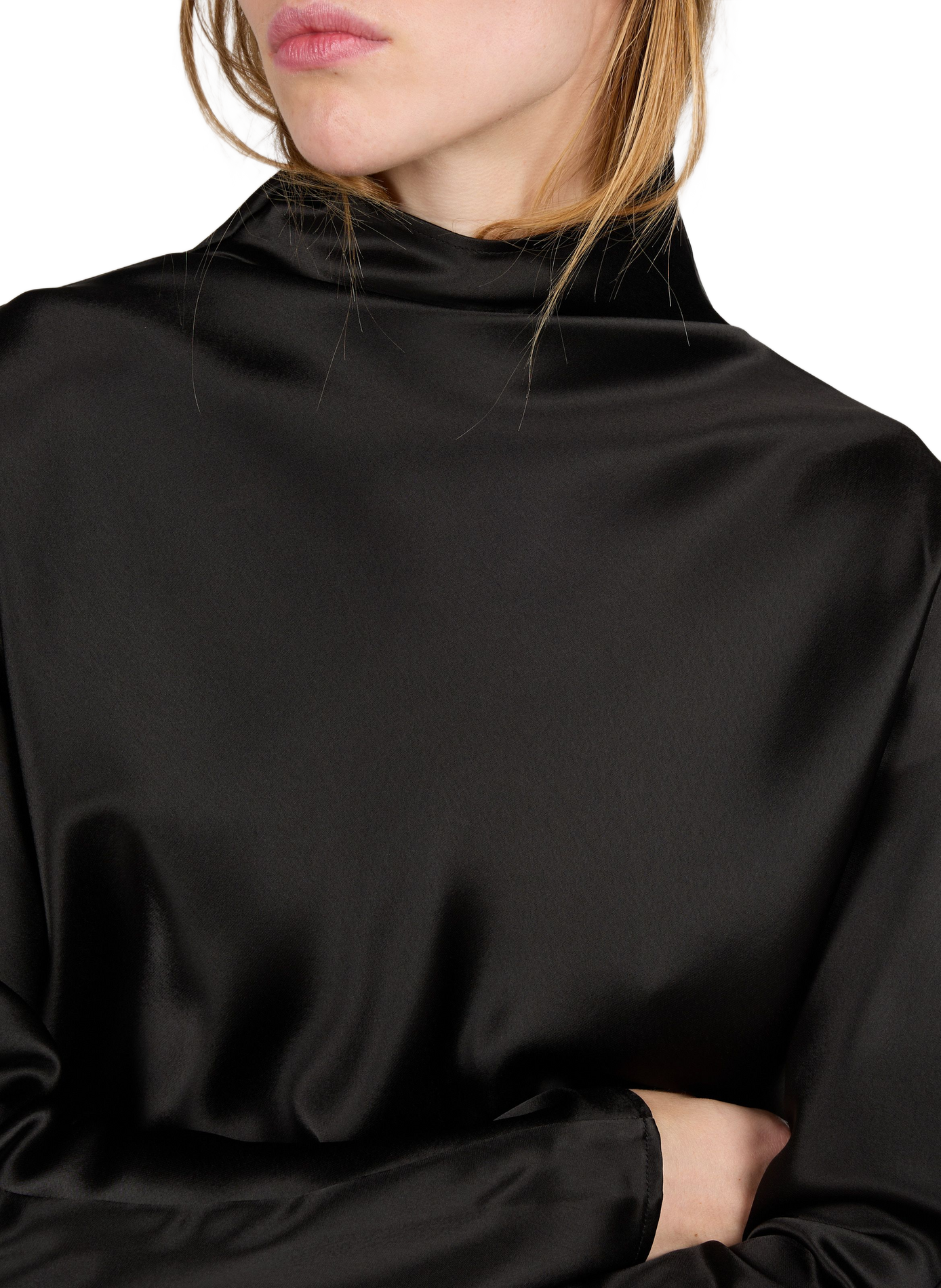 High-neck satin blouse ALMADA Black
