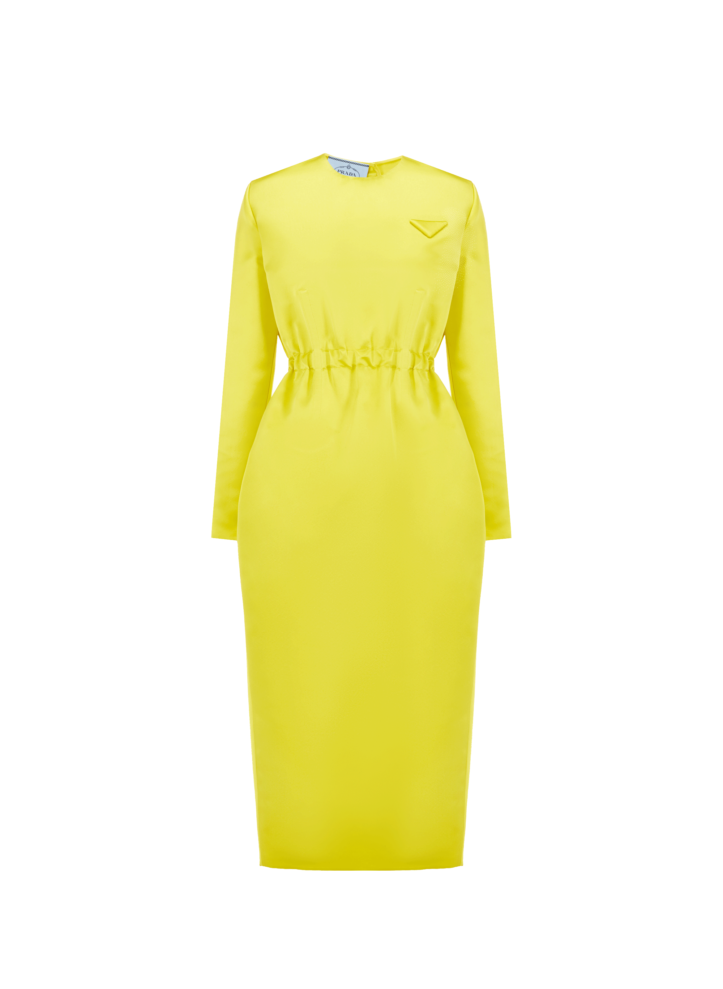 PRADA Silk satin sheath dress Yellow
