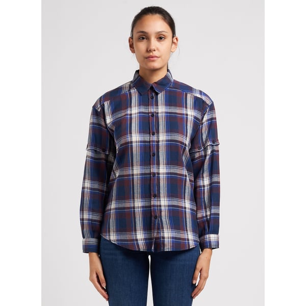 Chemise ample col classique en coton mélangé