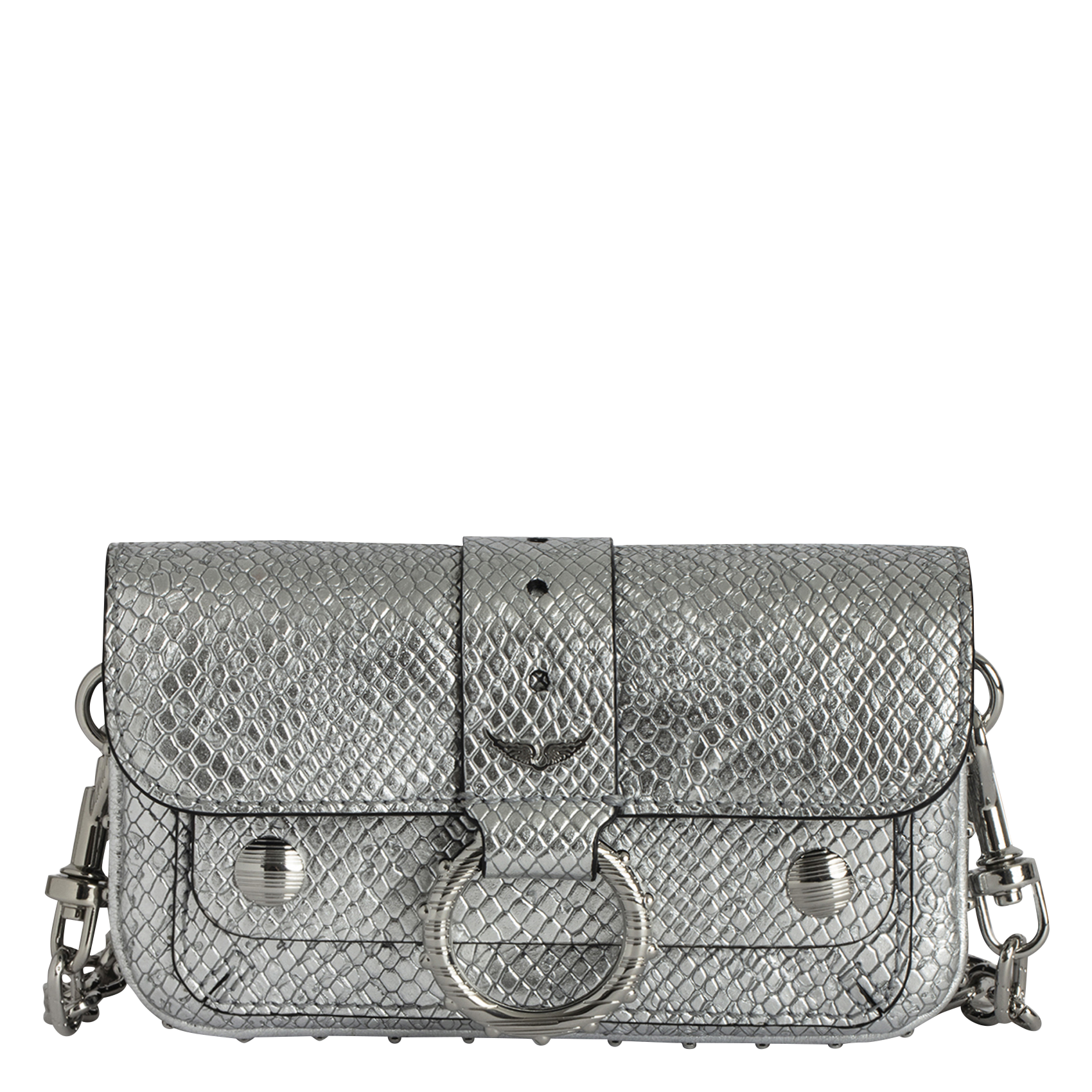 Sac bandoulière en cuir kate wallet ZADIG&VOLTAIRE Gris