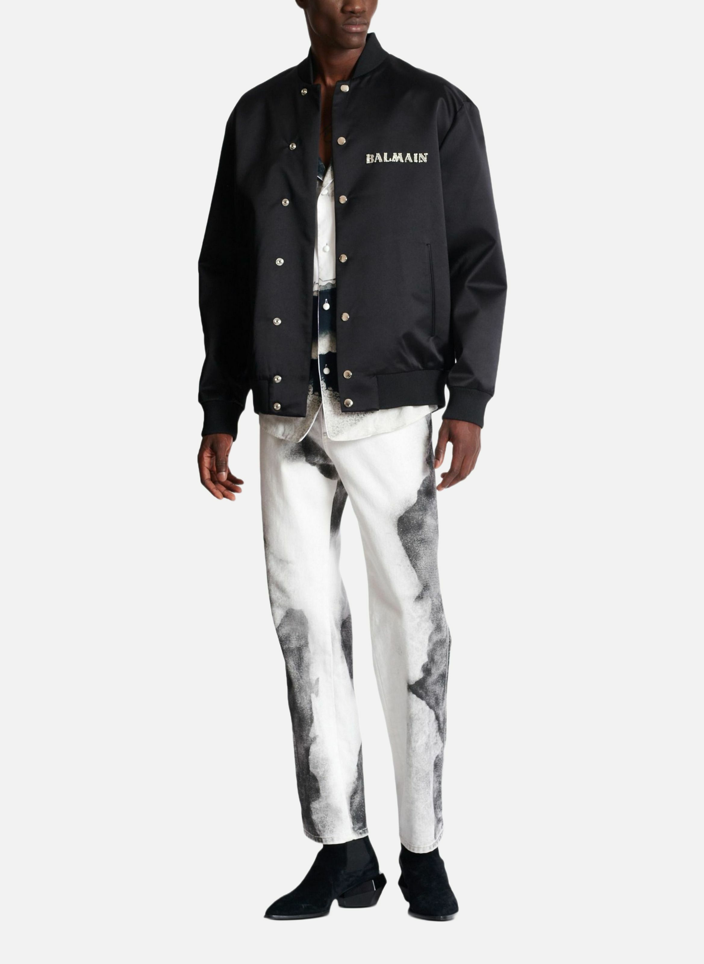 Jean regular en denim imprimé moon BALMAIN Blanc