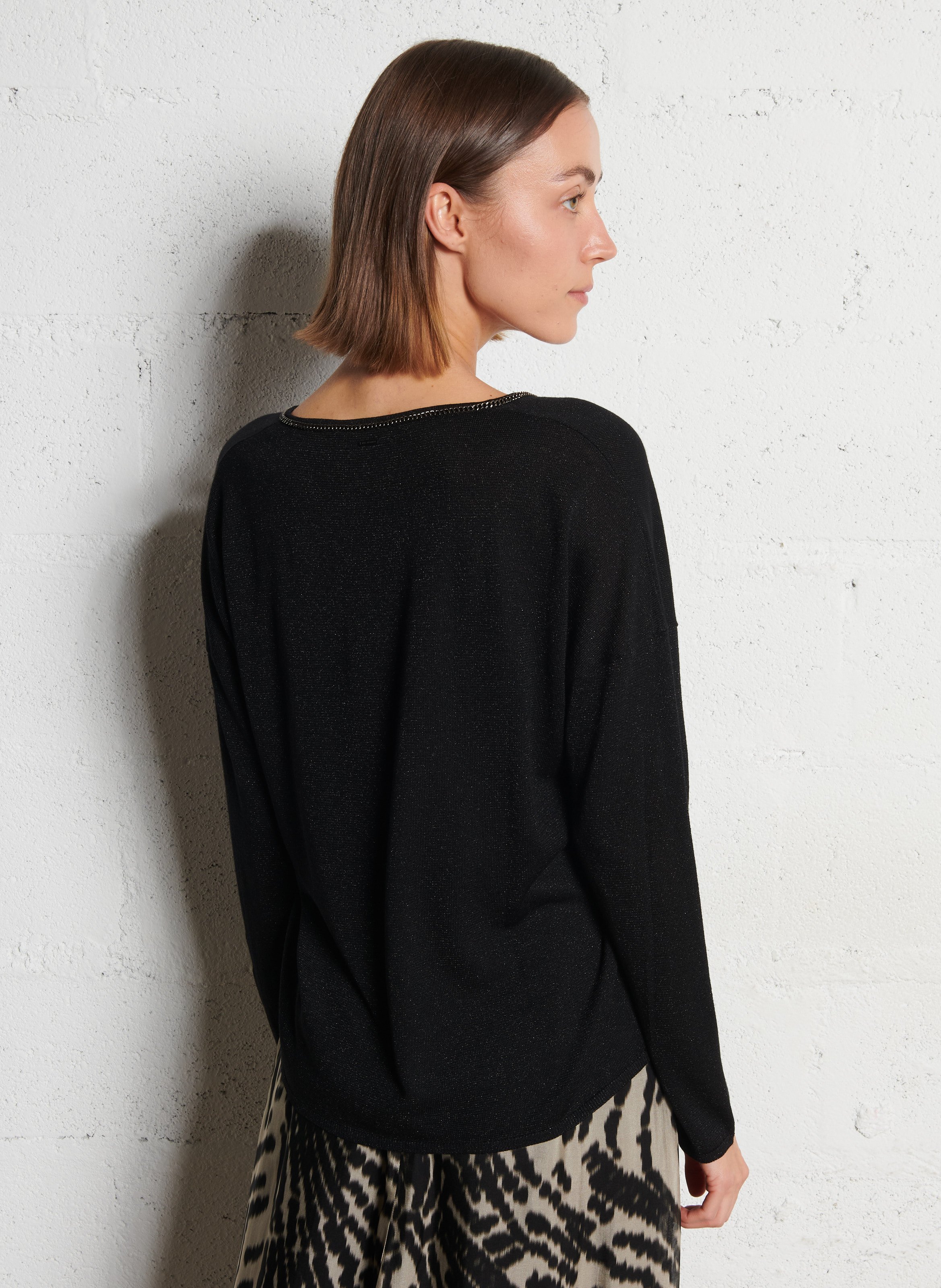 Pull col v IKKS Noir