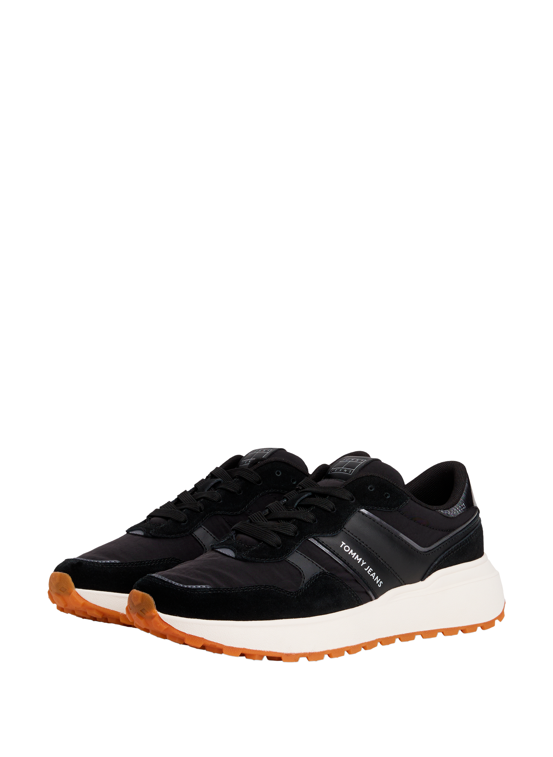 Baskets en cuir multitextures crantées TOMMY HILFIGER Noir