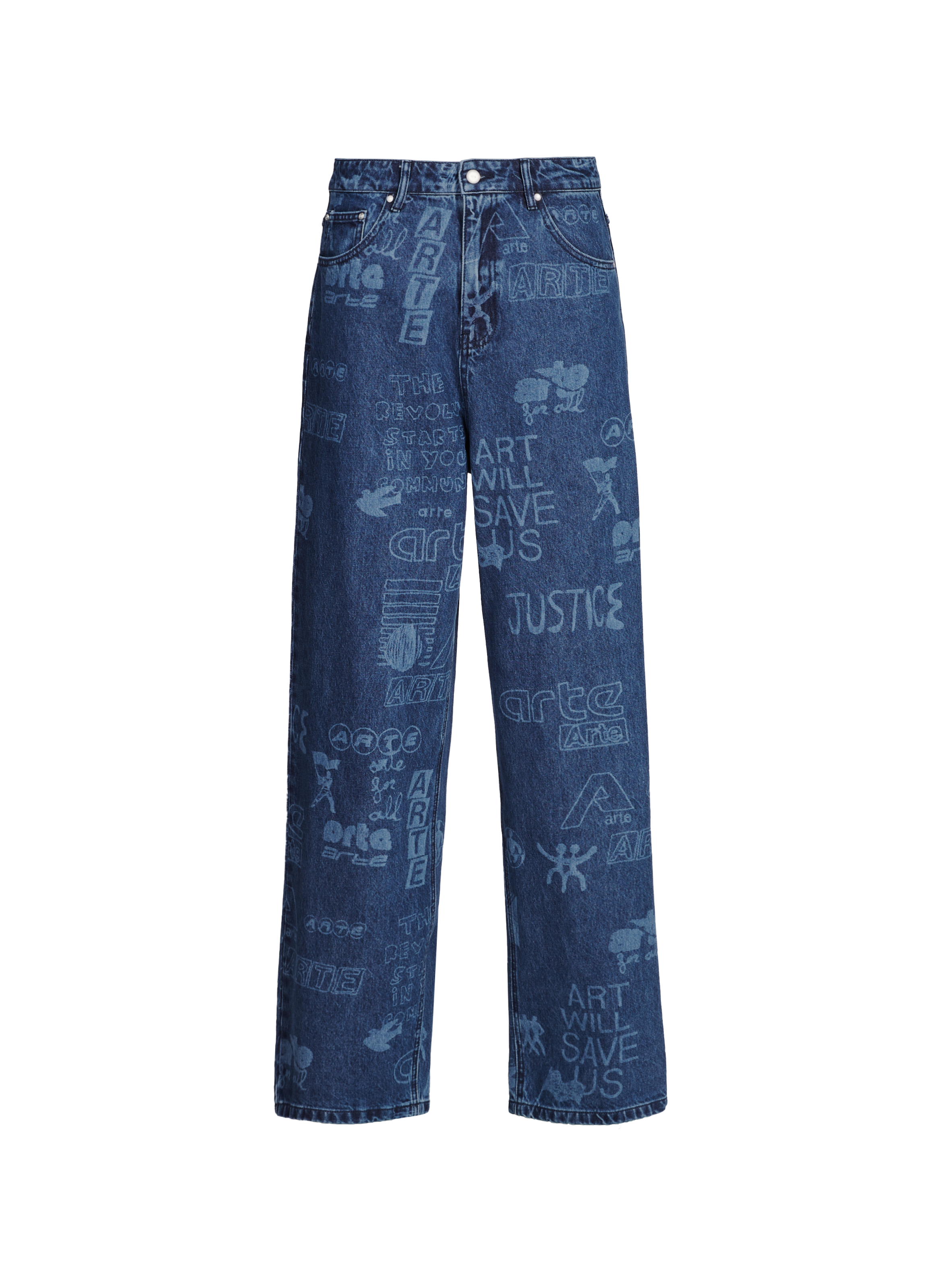 Straight printed cotton jeans ARTE ANTWERP Blue