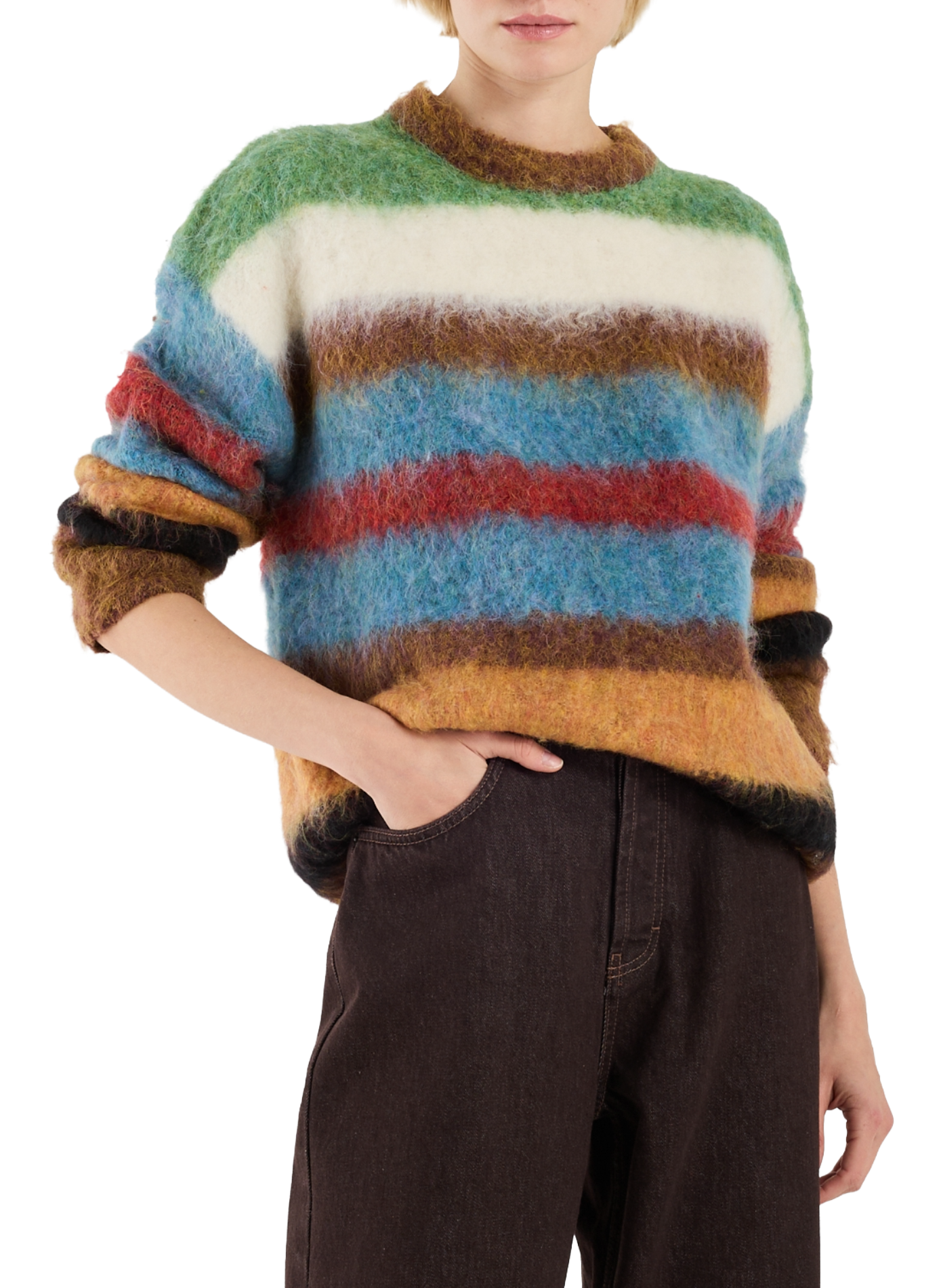 TOPSHOP Striped knit sweater Brown