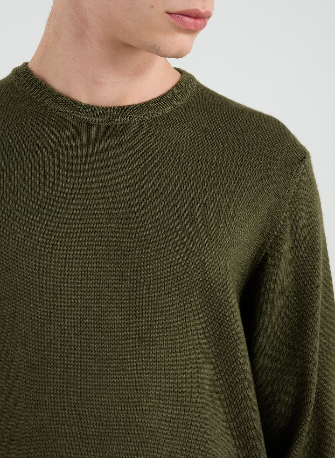 Pull col rond en laine WOOLRICH Vert