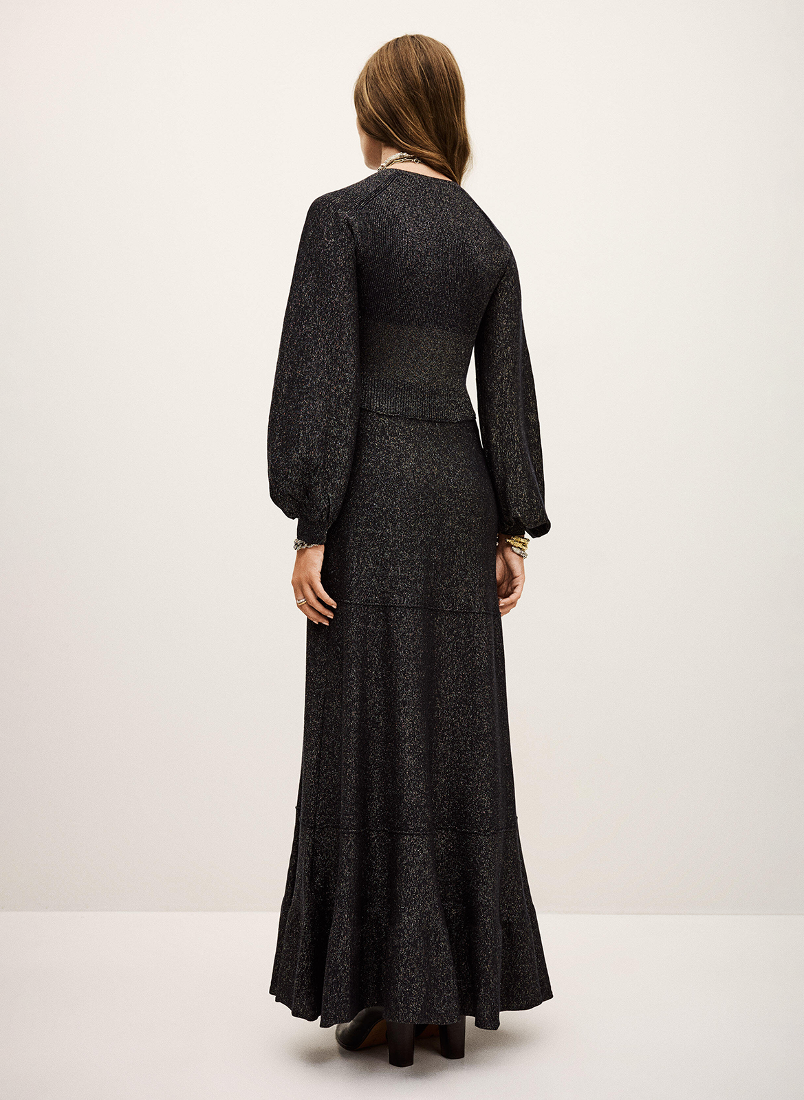 Robe longue col v en laine mélangée jenna BA&SH Bleu