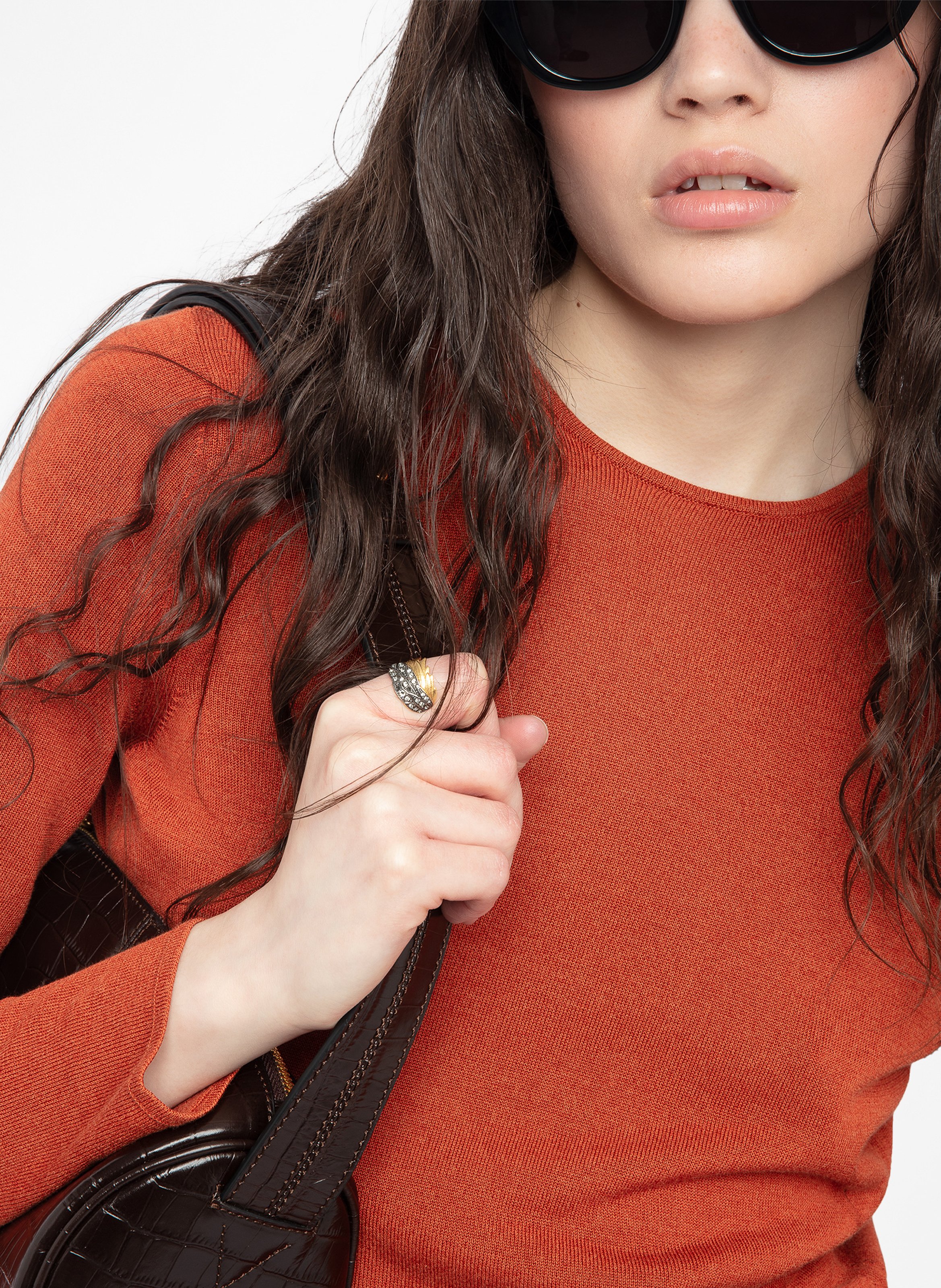 Robe longue col rond sarra ZADIG&VOLTAIRE Marron