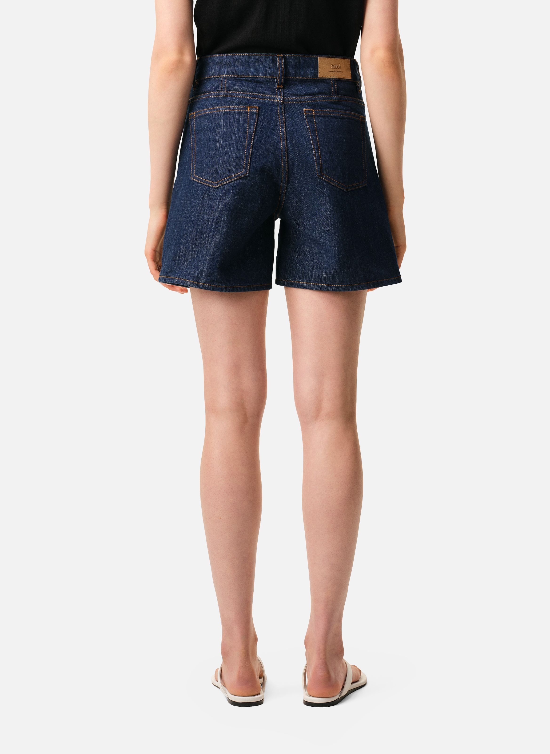 Short empiècement héritage ami paris en coton AMI PARIS Bleu