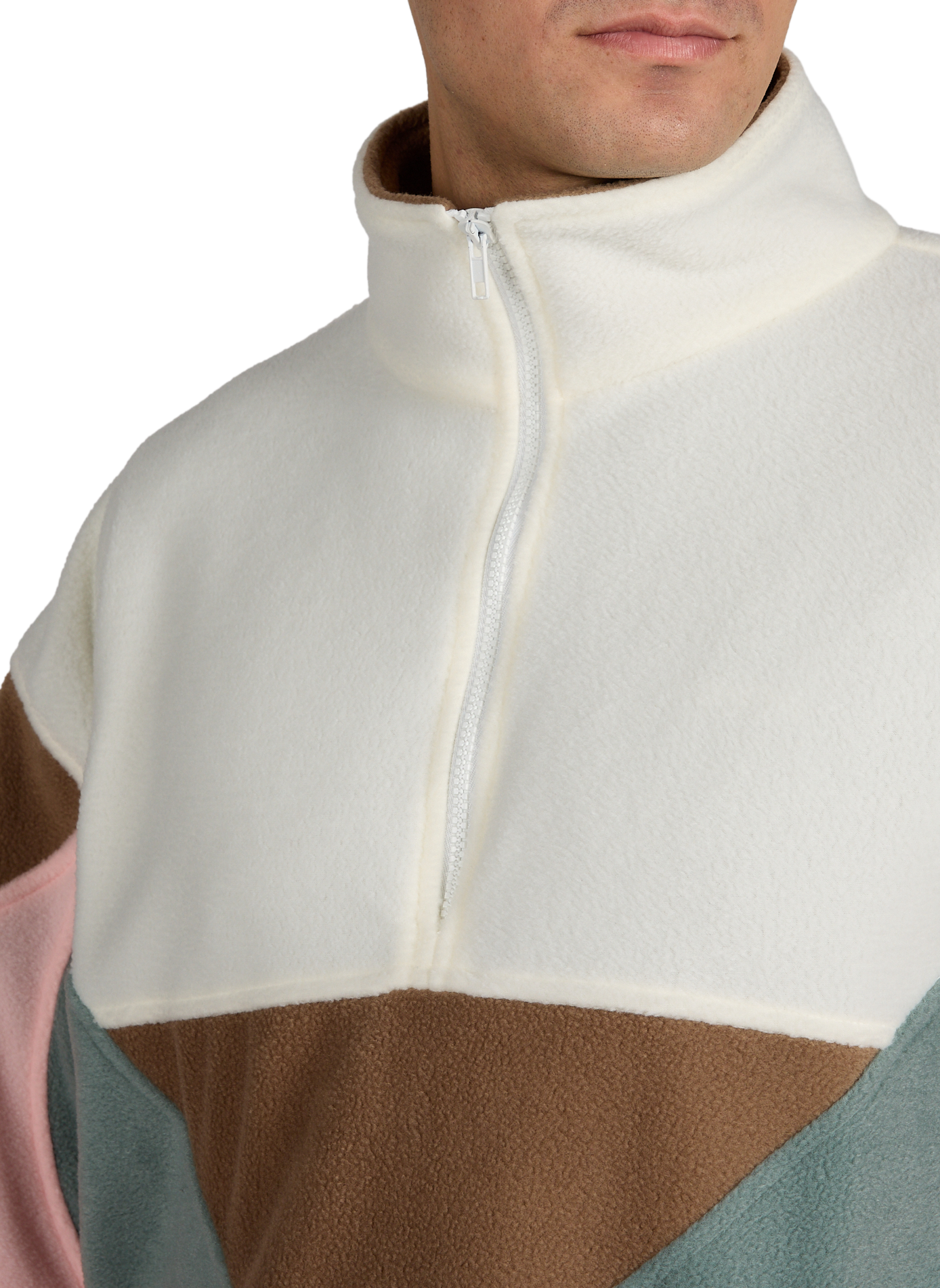 Straight fleece jacket with high collar BENJAMIN BENMOYAL White